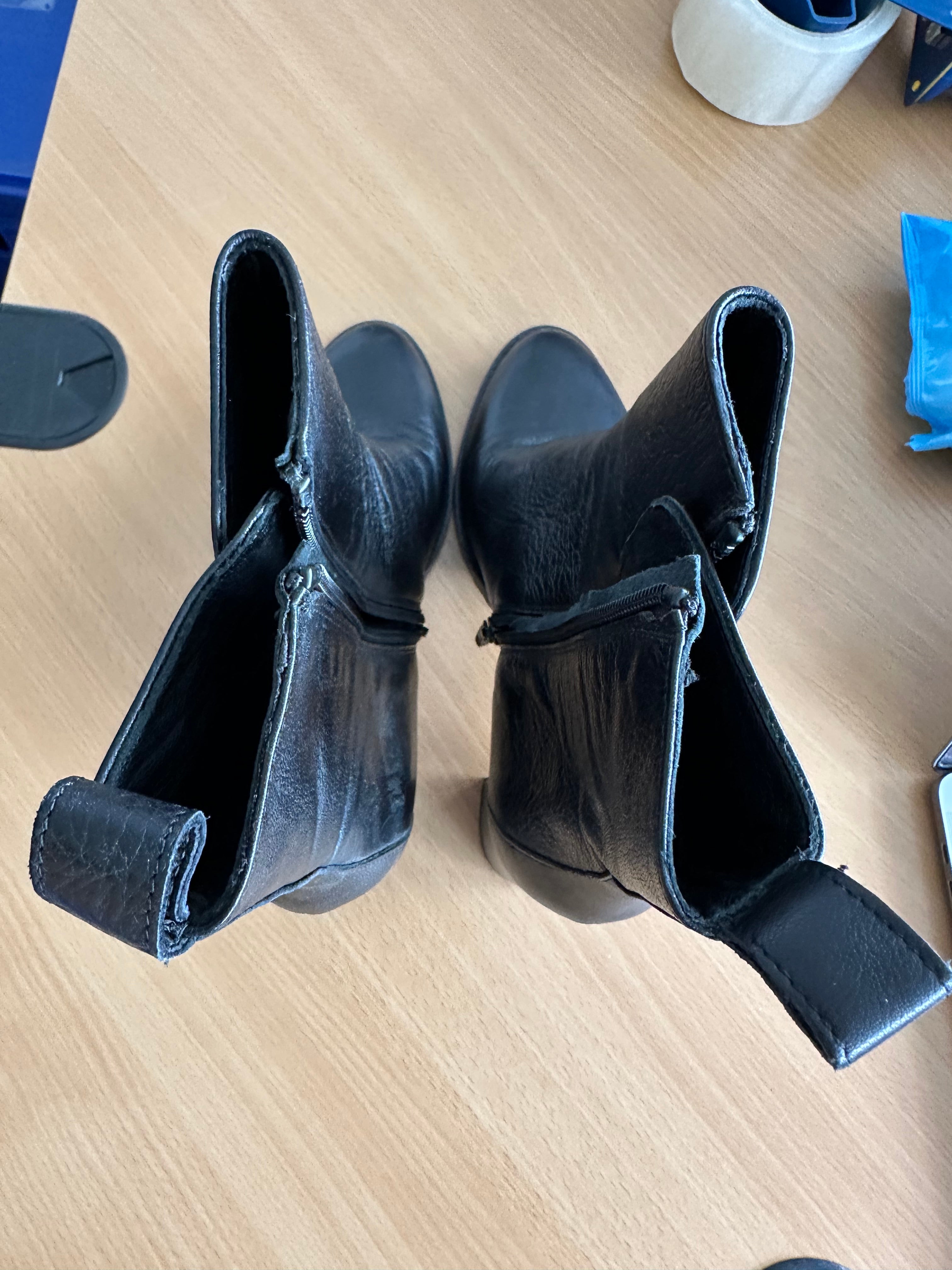 Manfield Leder Stiefeletten – Schwarz, Blockabsatz, Gr. 40, Sehr guter Zustand