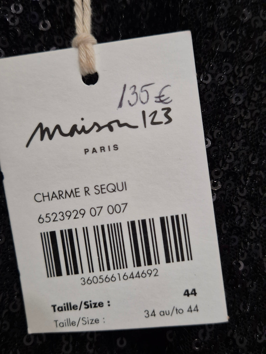 Maison 123 Charme R Paillettenkleid – Schwarz, Gr. DE 42 FR 44, Neu
