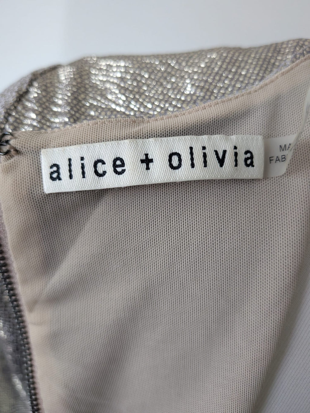 Alice + Olivia silver metallic ruched mini dress US 4 / EU 36 Very Good