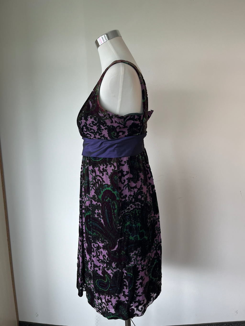 Etro Samtkleid – Lila & Grün, Gr. 40 IT, Sehr Guter Zustand