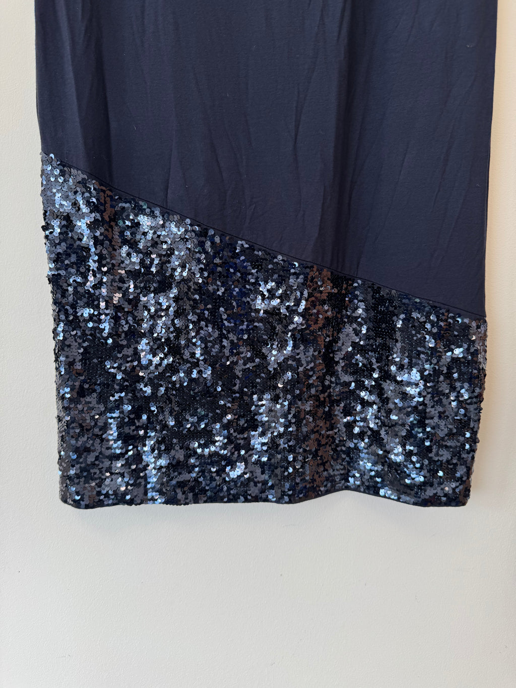 Ashley Brooke Cocktail Dress – Navy Blue, Chiffon & Sequins, Size 44, Very Good