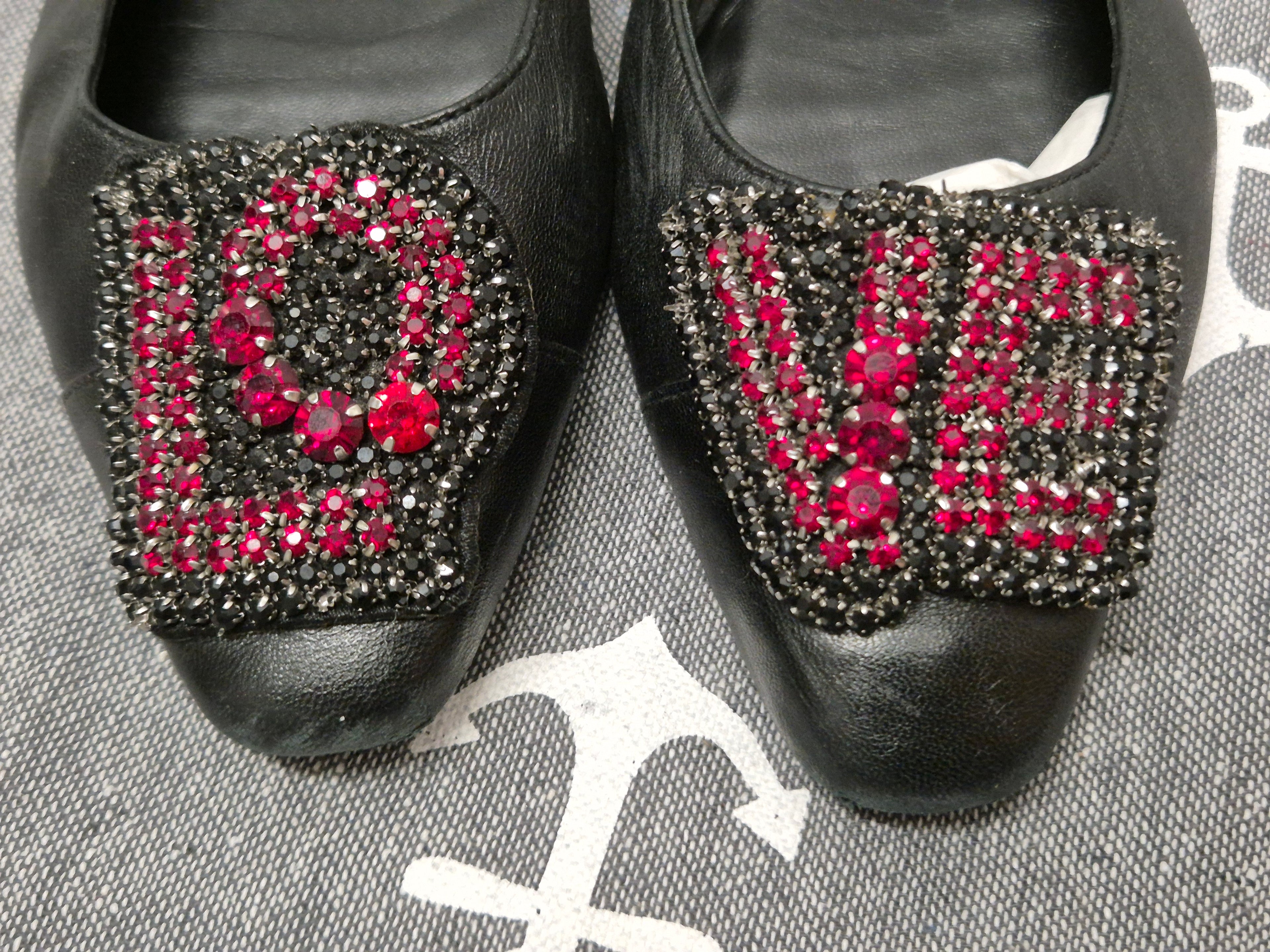 Uterqüe LOVE Ballerinas – Leder, Schwarz, Gr. 37, Guter Zustand