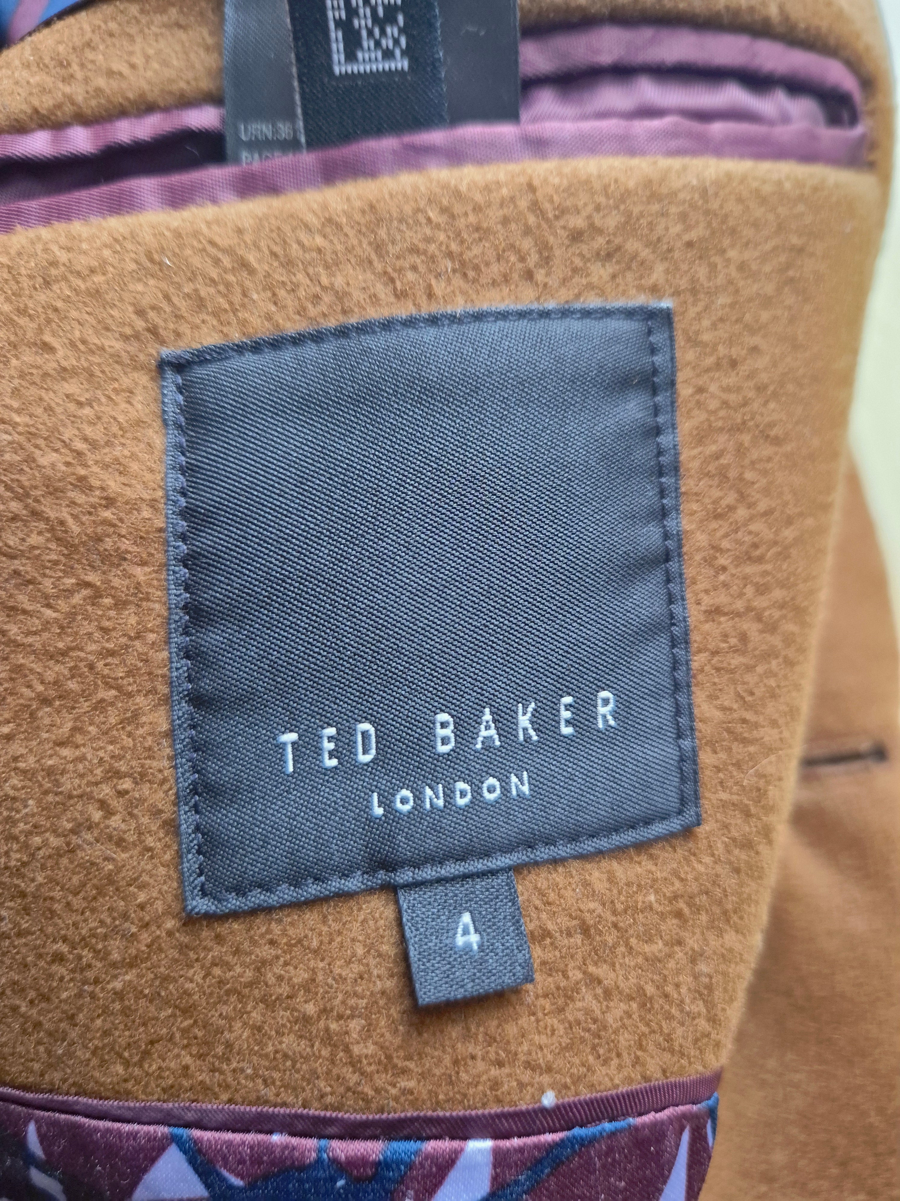 Ted Baker Herren Wollmantel EU 44, Hellbraun, Wie Neu