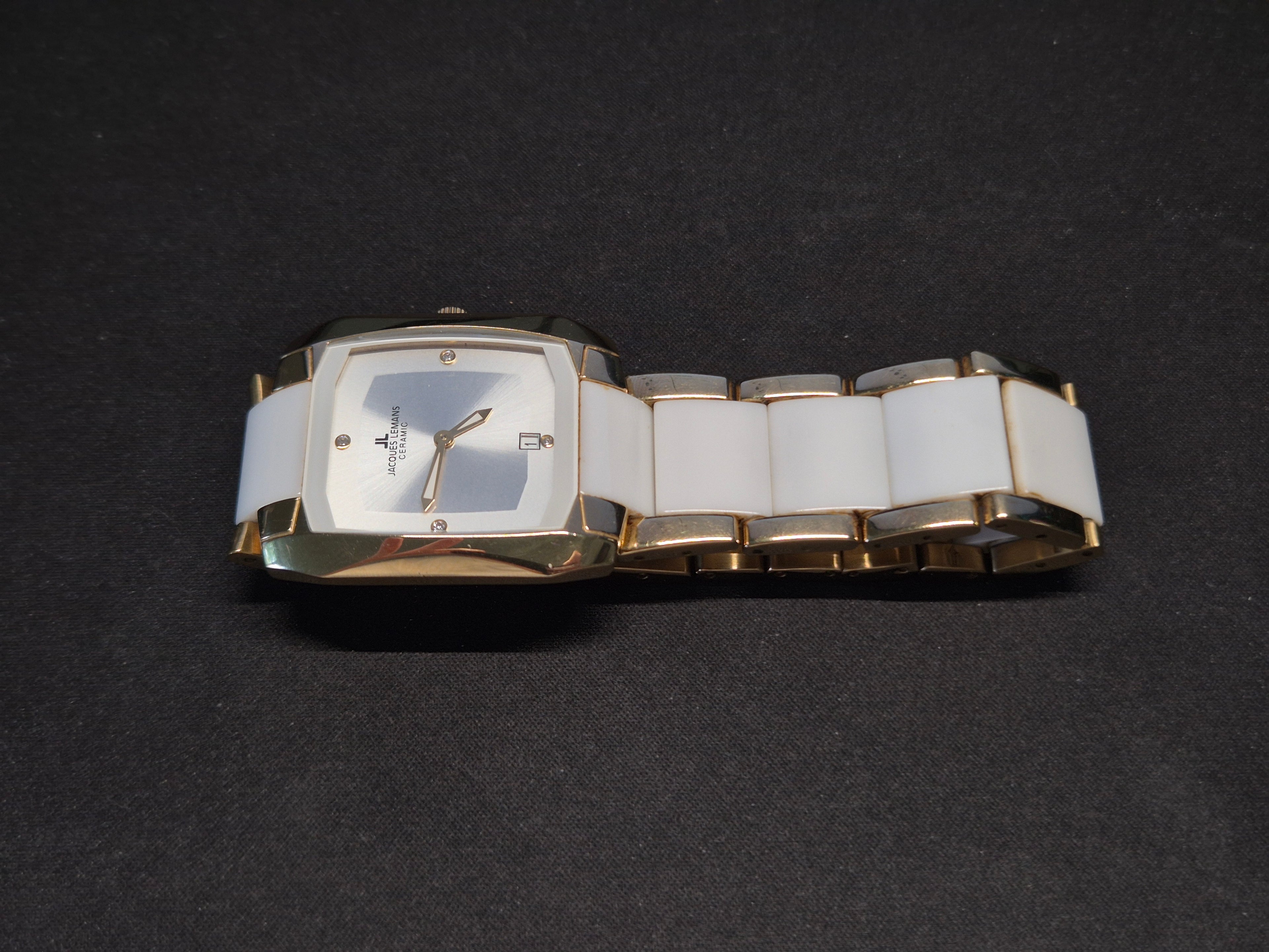 Jacques Lemans Dublin Ceramic 34mm Weiß/Gold – Guter Zustand