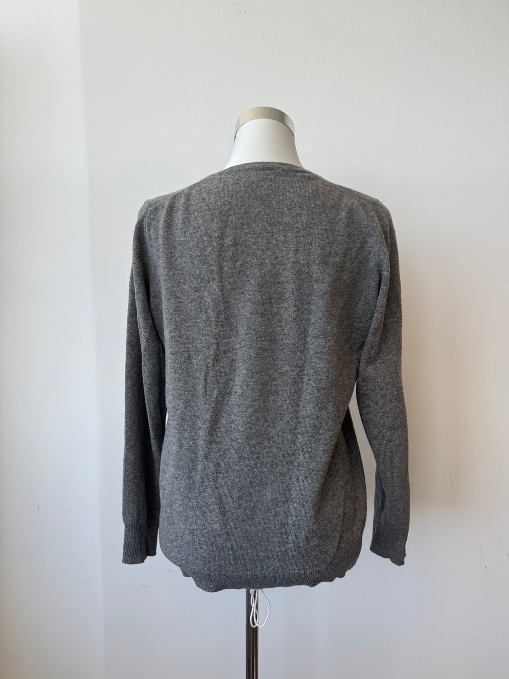 Stile Benetton Merino Extra Fine V-Neck Pullover Grey XL Good Condition