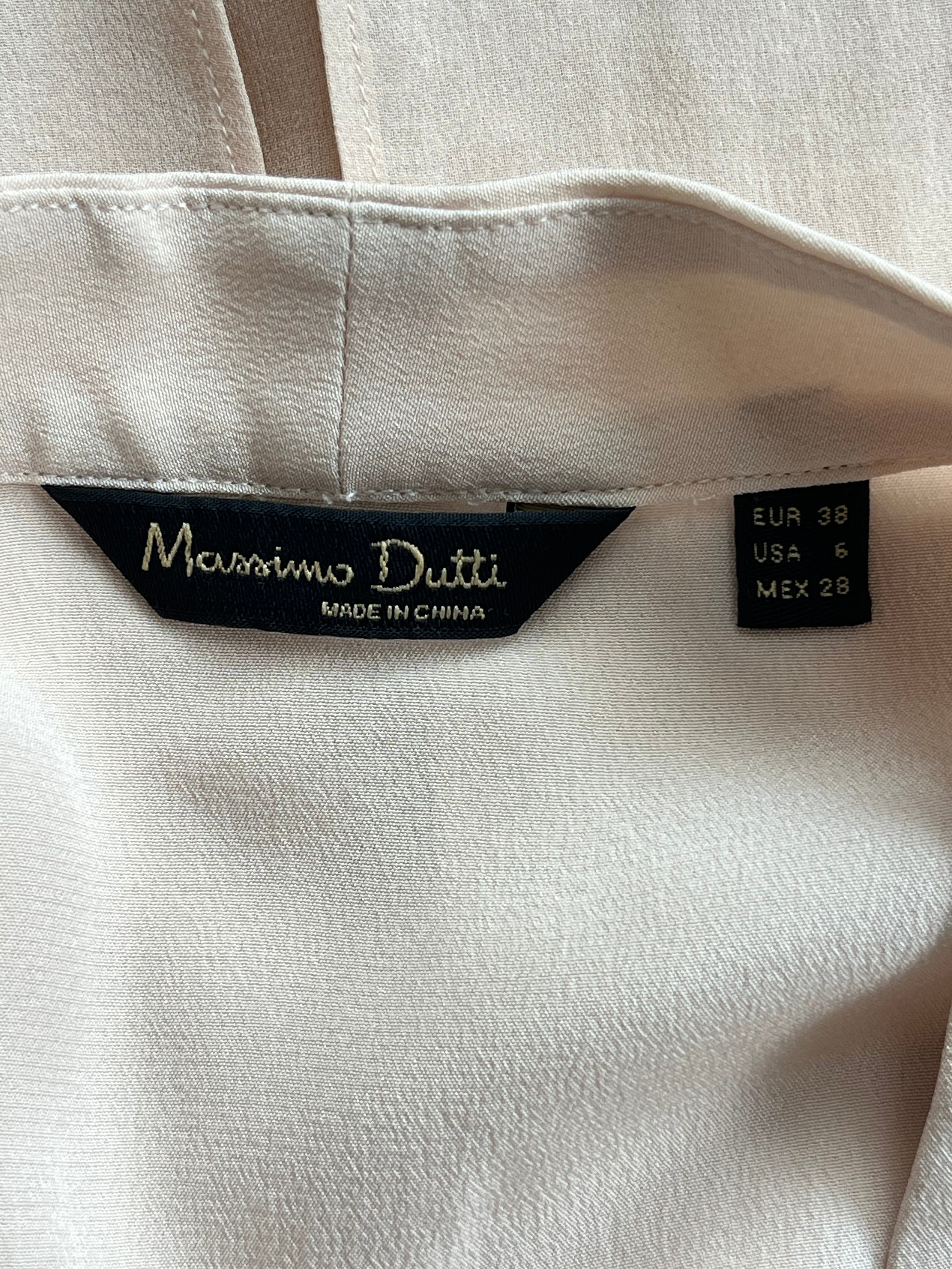 Massimo Dutti Classic V-Neck Blouse Ivory EU 38 Very Good Condition