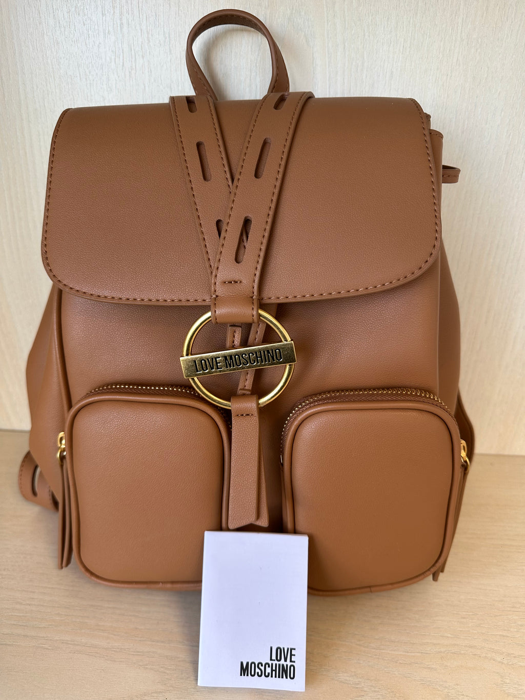 Love Moschino Multipocket Rucksack – cognac, sehr guter Zustand, Medium