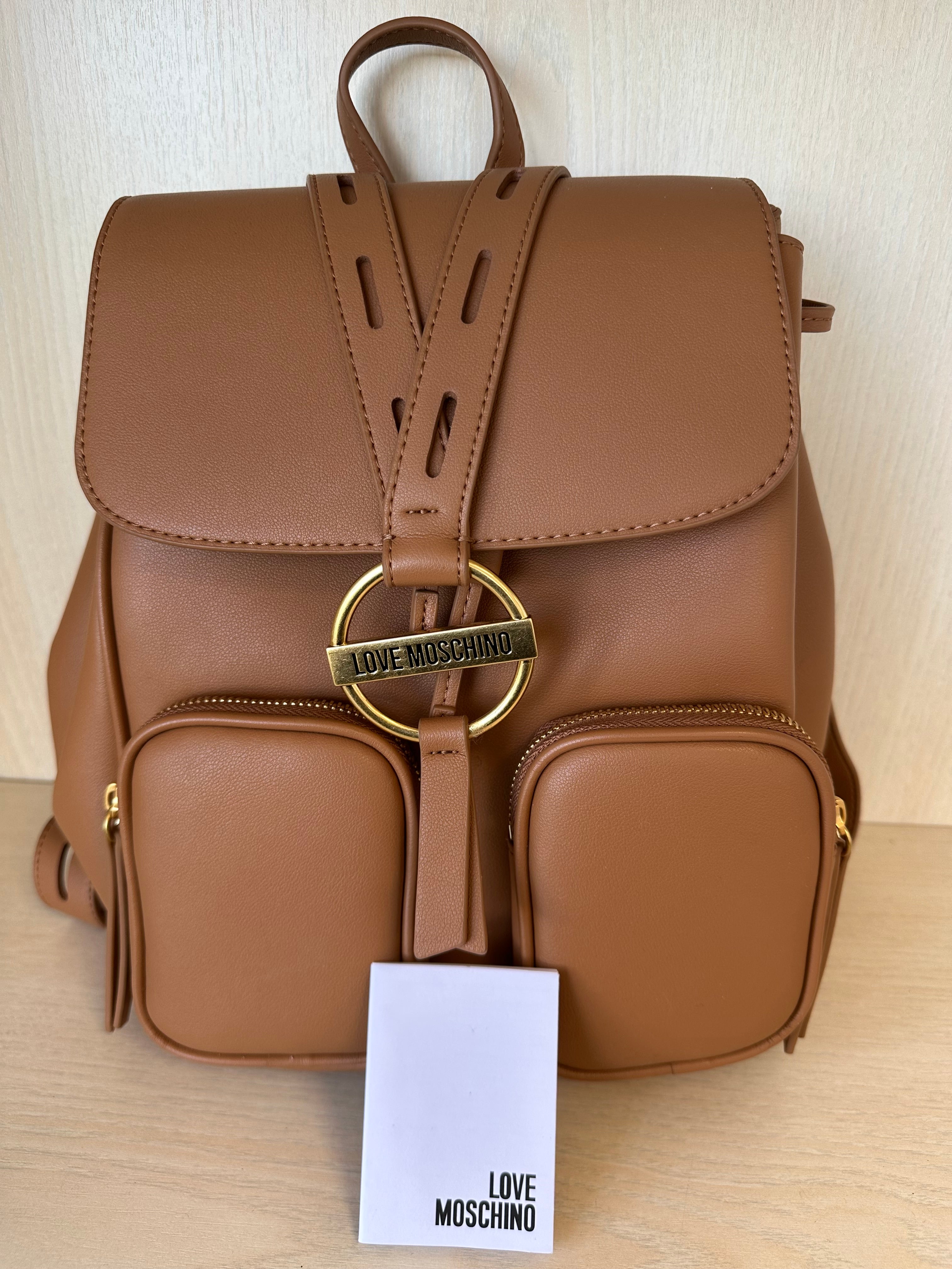 Love Moschino Multipocket Rucksack – cognac, sehr guter Zustand, Medium