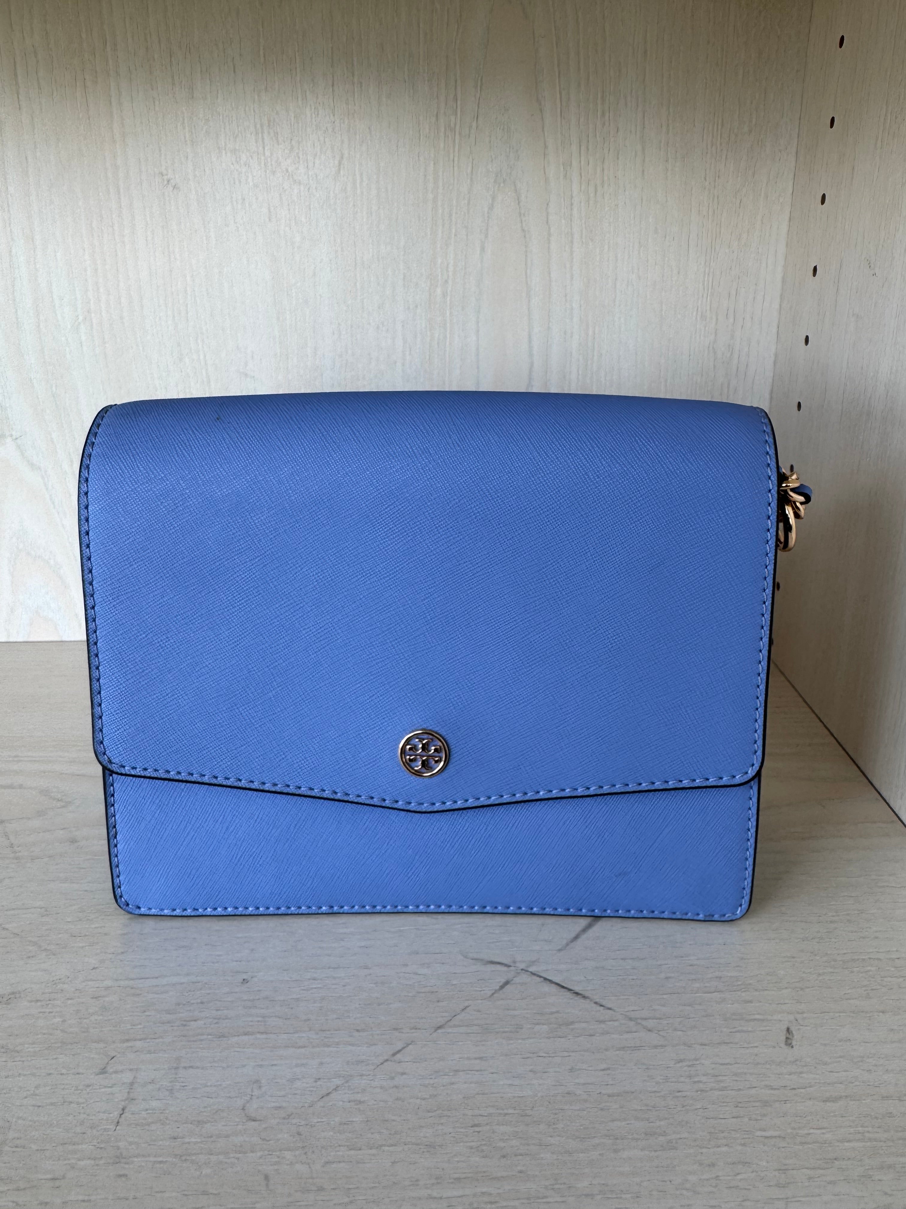 Tory Burch Robinson Convertible Shoulder Bag, Medium, Blue, Very Good
