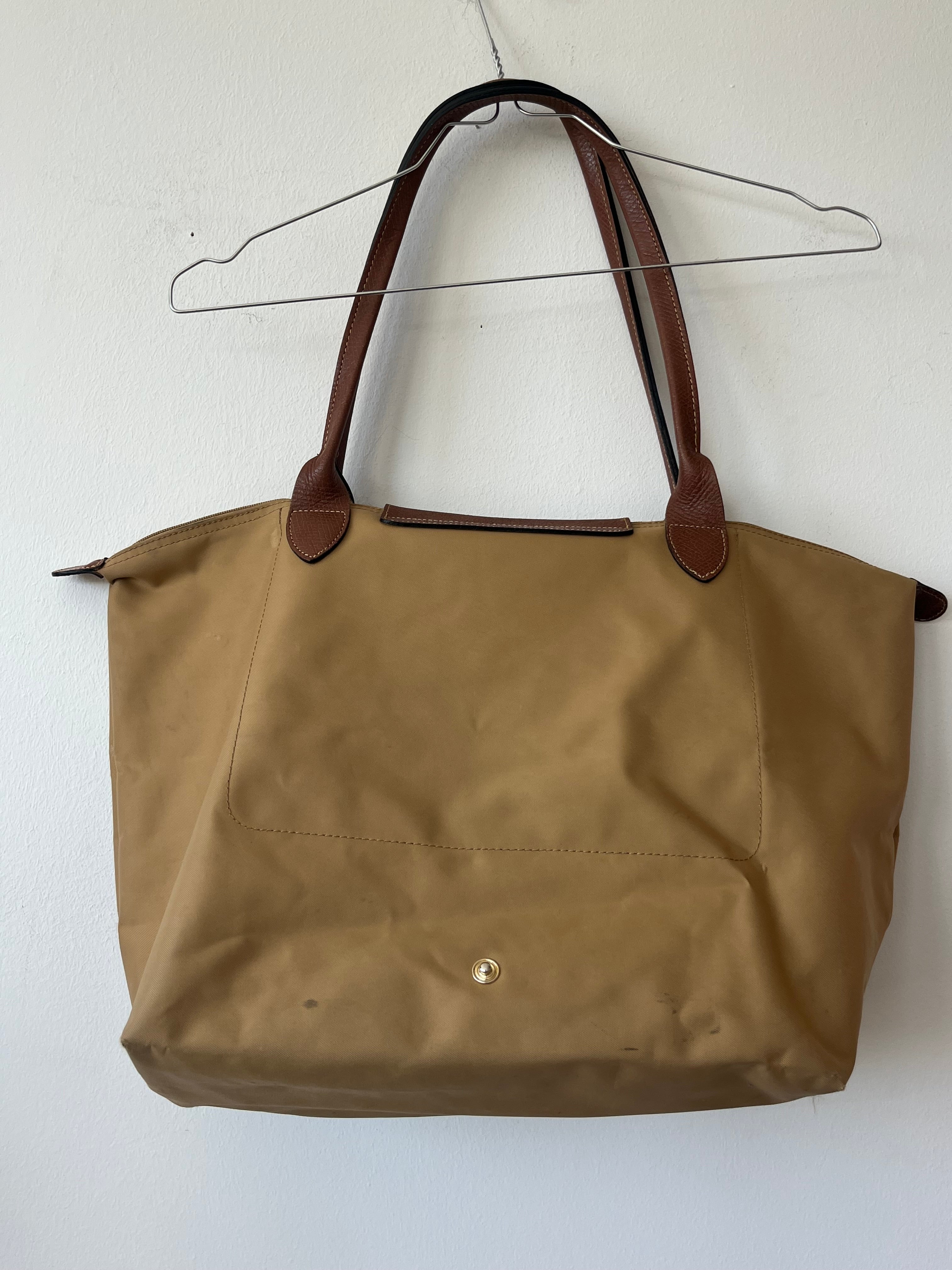 Longchamp Le Pliage Nylon Tote – Khaki, Medium, lange Henkel, guter Zustand
