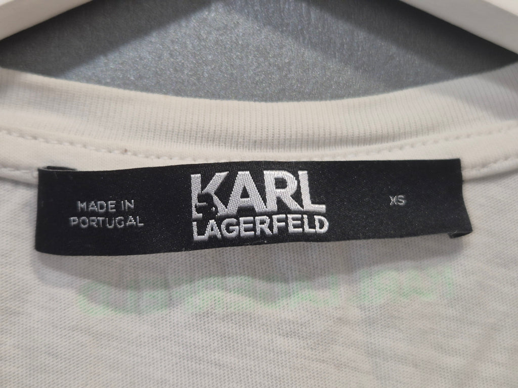 Karl Lagerfeld Karl Logo Tee XS Weiß Neon Grün Guter Zustand