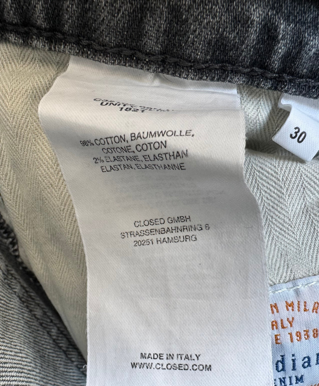 Closed „Unity Slim“ Candiani Jeans W30 Faded Blue – Guter Zustand