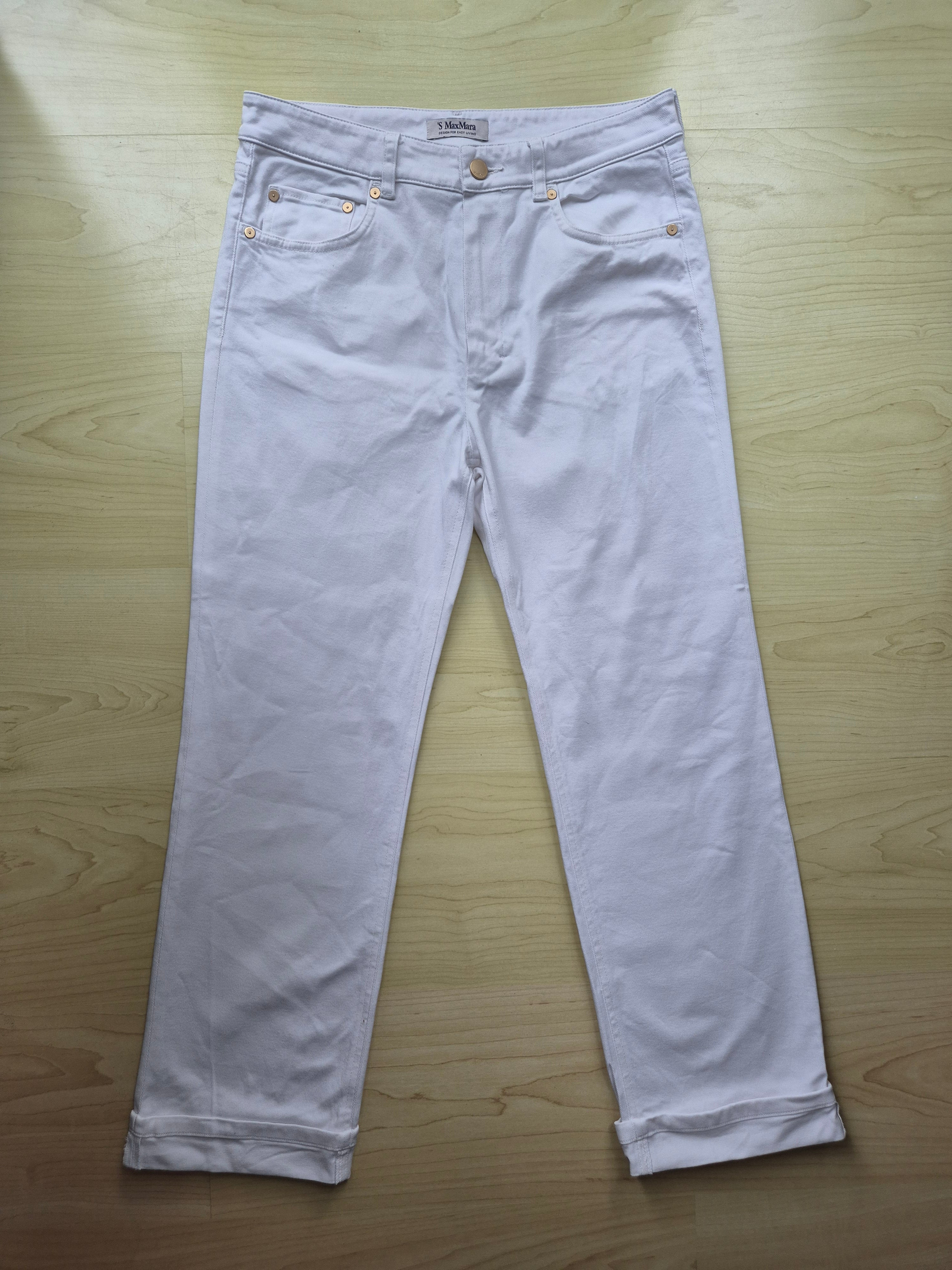 Max Mara Weiße Capri Jeans | Baumwollmix Stretch | Sehr gut | Gr. 38