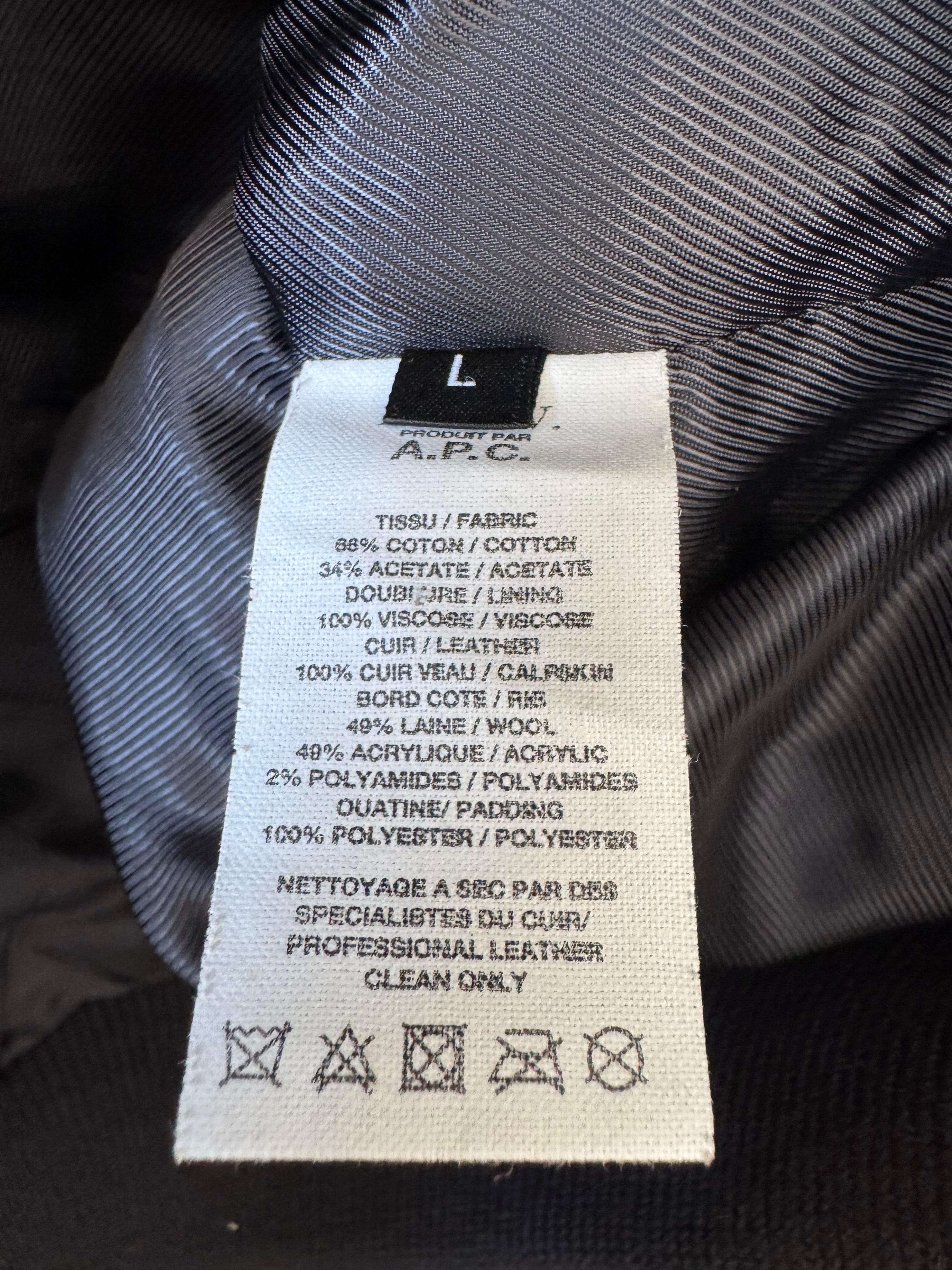A.P.C. Louis W. Bomberjacke Lederärmel, Schwarz, Gr. L, Sehr Gut
