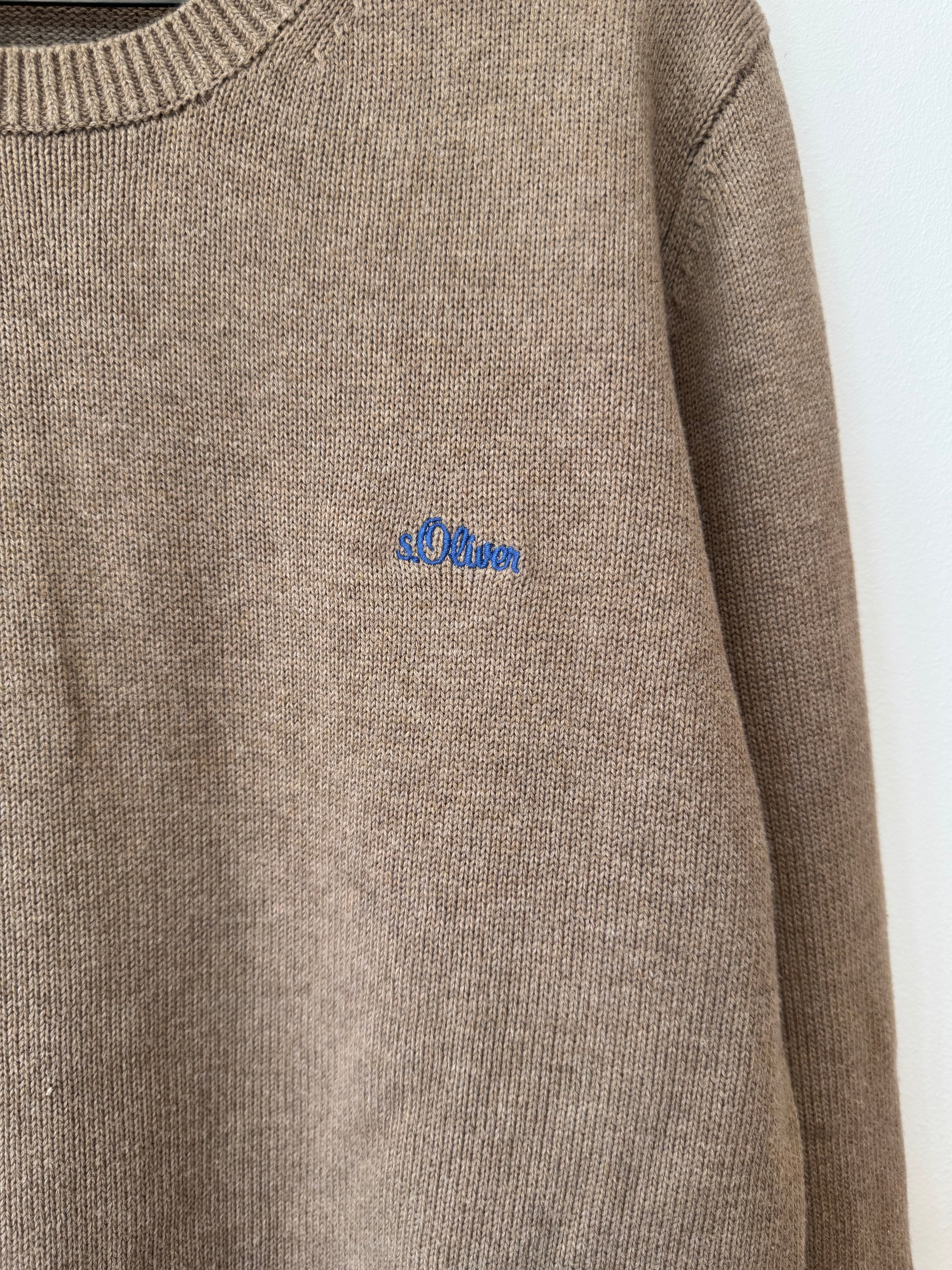 s.Oliver Crew-Neck Pullover Beige Size M – Very Good, 100% Cotton