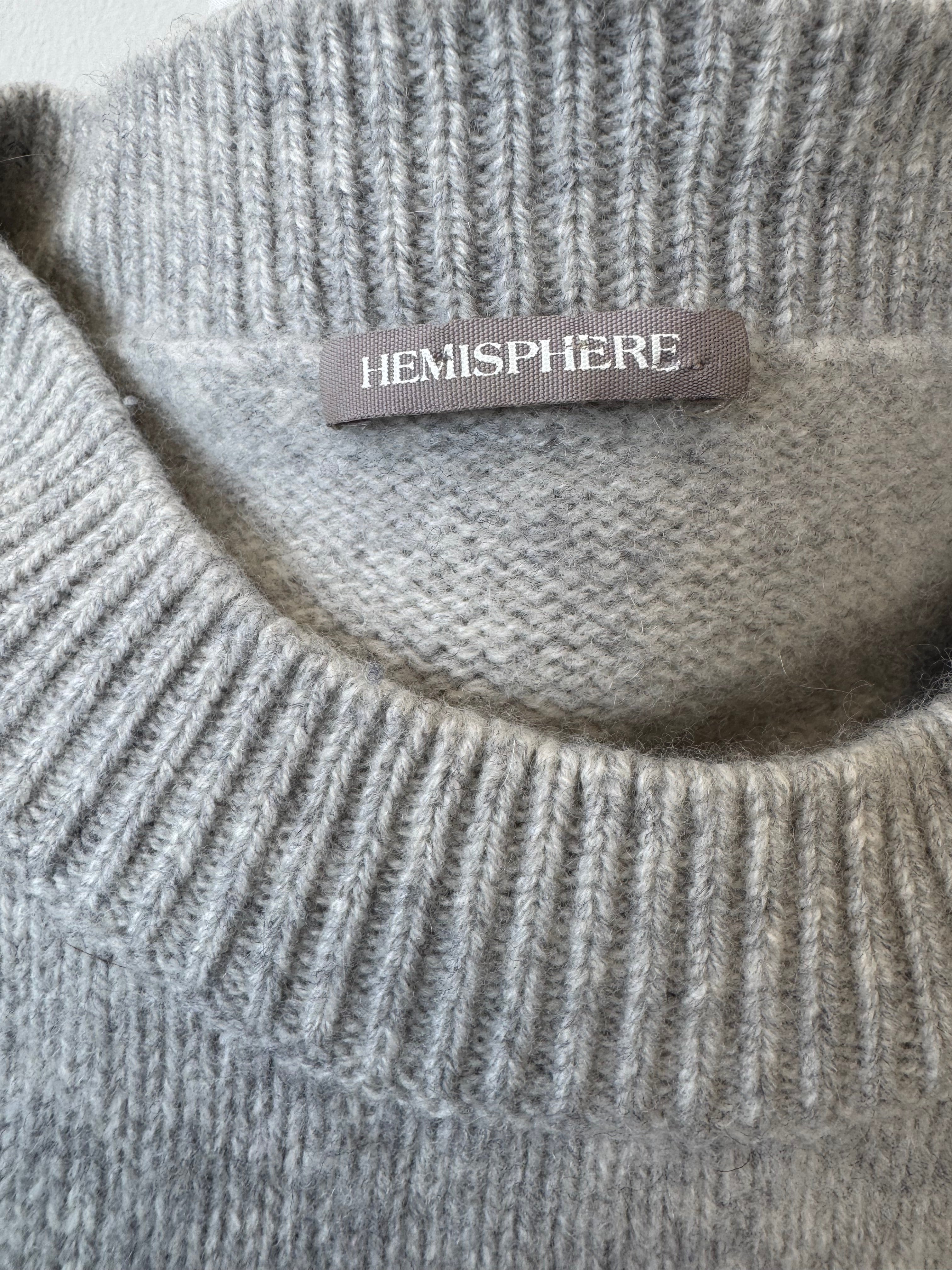 Hemisphere cashmere-blend sweater size 38 grey/navy, 70% wool 30% cashmere
