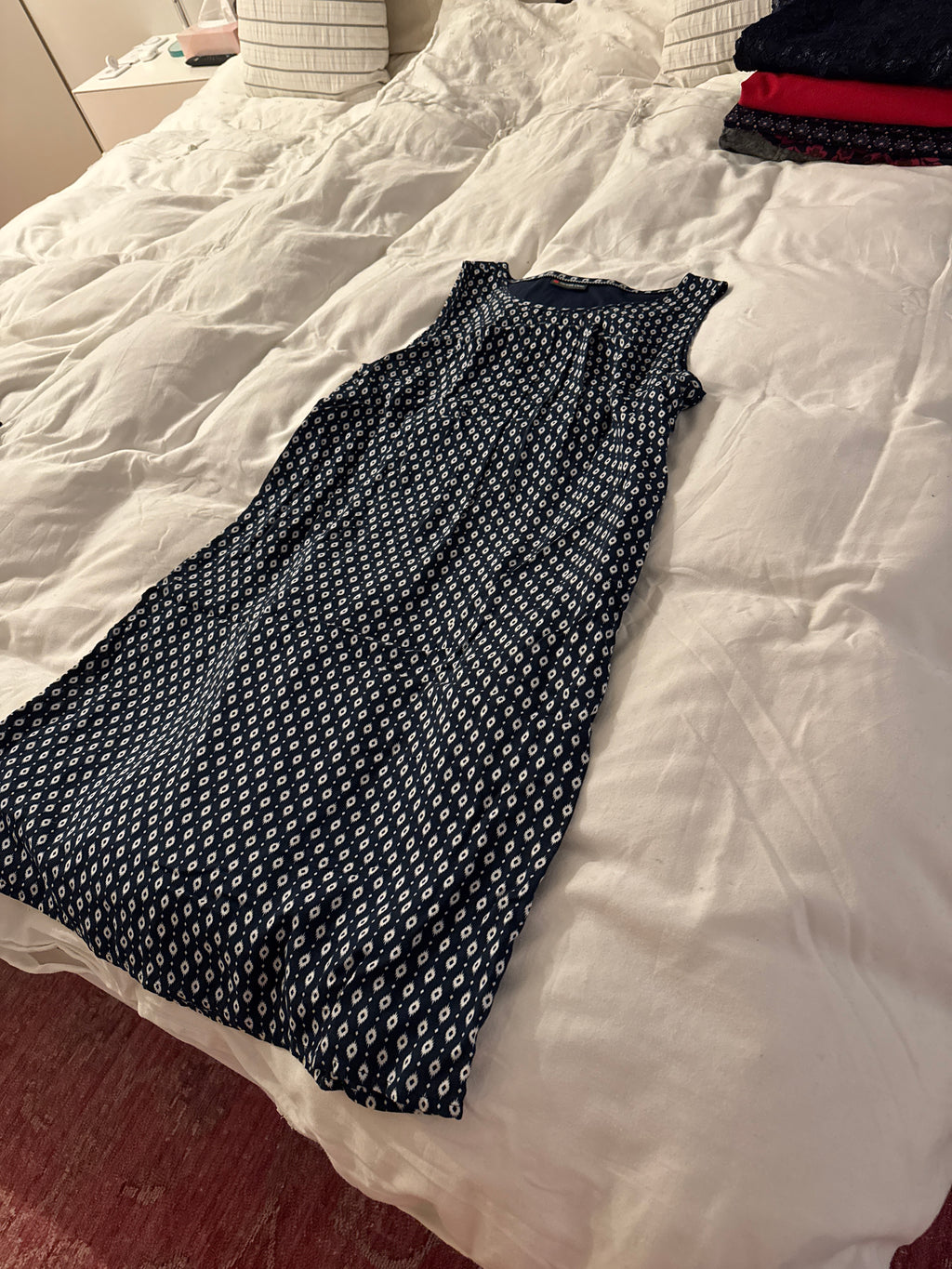 Street One Sleeveless Summer Dress Navy White Polka Dot Medium Very Good
