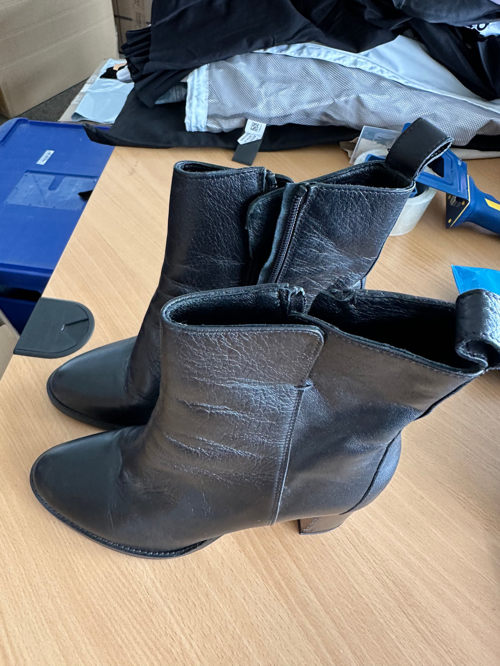 Manfield Leder Stiefeletten – Schwarz, Blockabsatz, Gr. 40, Sehr guter Zustand