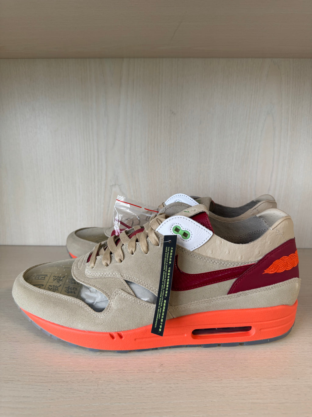 Nike Air Max 1 x CLOT Kiss of Death EU 48.5 Beige/Rot Wie Neu m. OVP