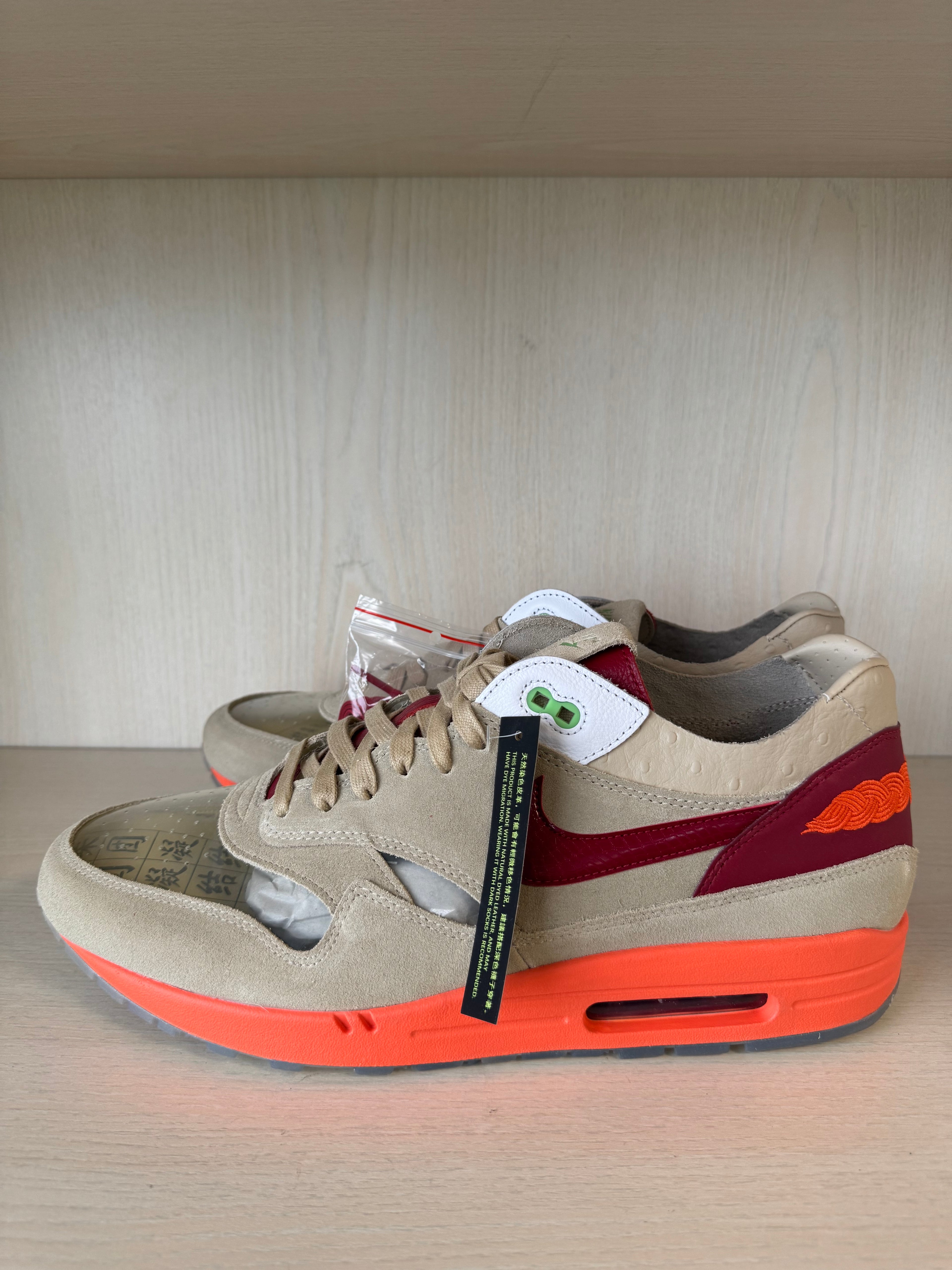 Nike Air Max 1 x CLOT Kiss of Death EU 48.5 Beige/Rot Wie Neu m. OVP