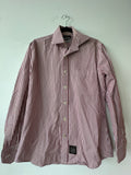 Sacoor Brothers Men’s Shirt 39 (15½) Red/White Stripes Classic Fit Good
