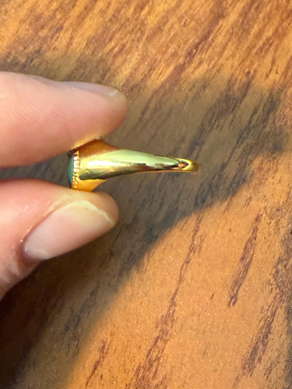 Yvonne Léon Ring 9kt Gelbgold Malachit Größe 52 Sehr Gut