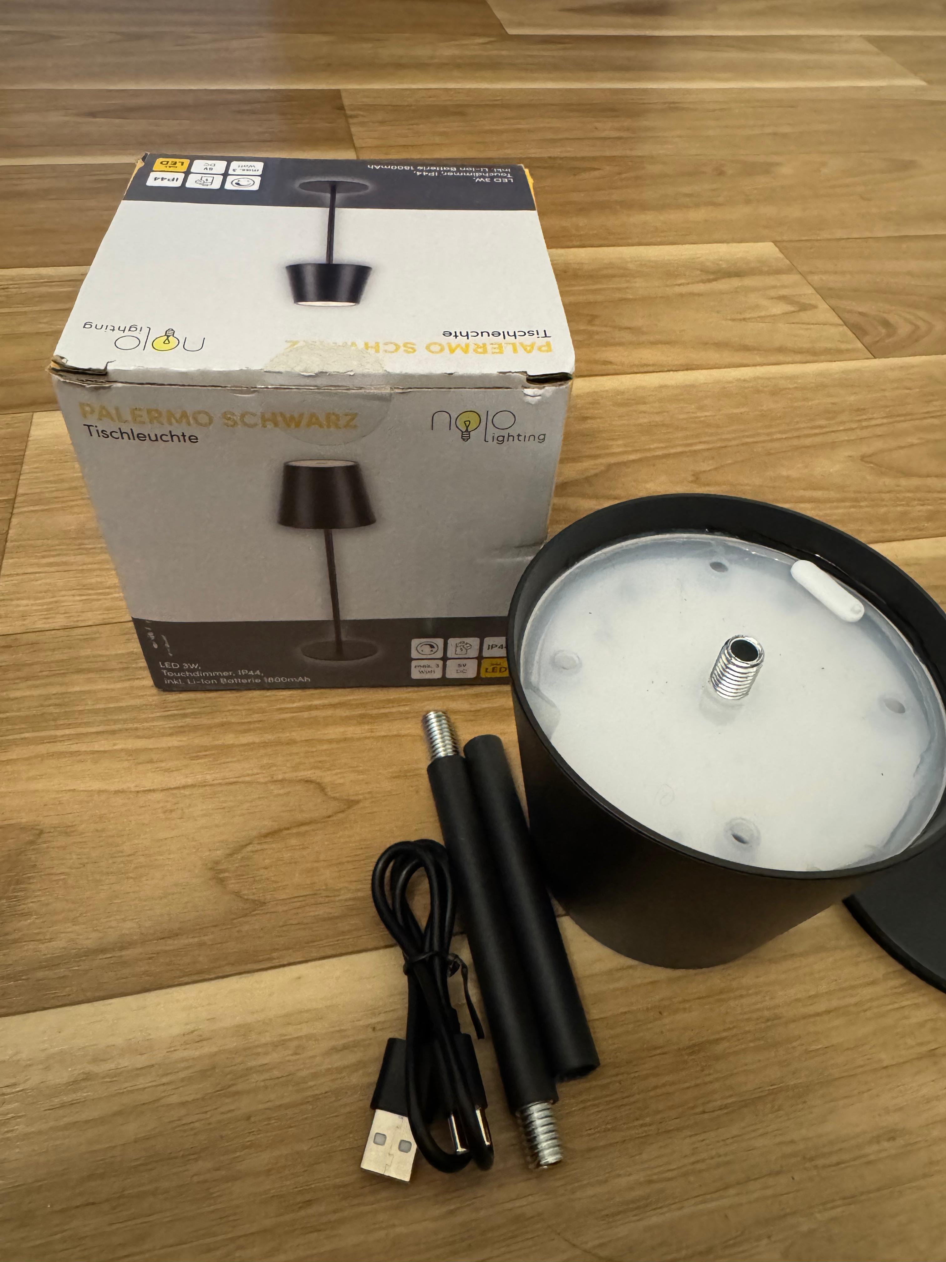 Like New Nolight Palermo LED Table Lamp, Black, 27-36cm, Rechargeable, Touch Dimmer