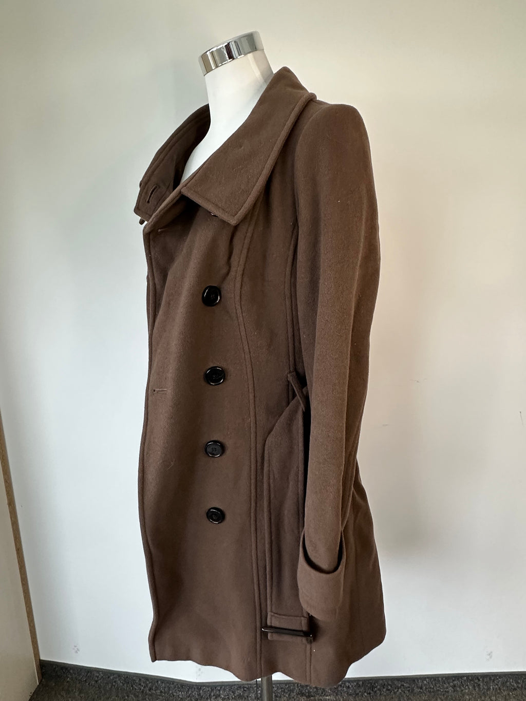Hallhuber Basics Wollmantel – Dunkelbraun, Gr. 42, Sehr guter Zustand