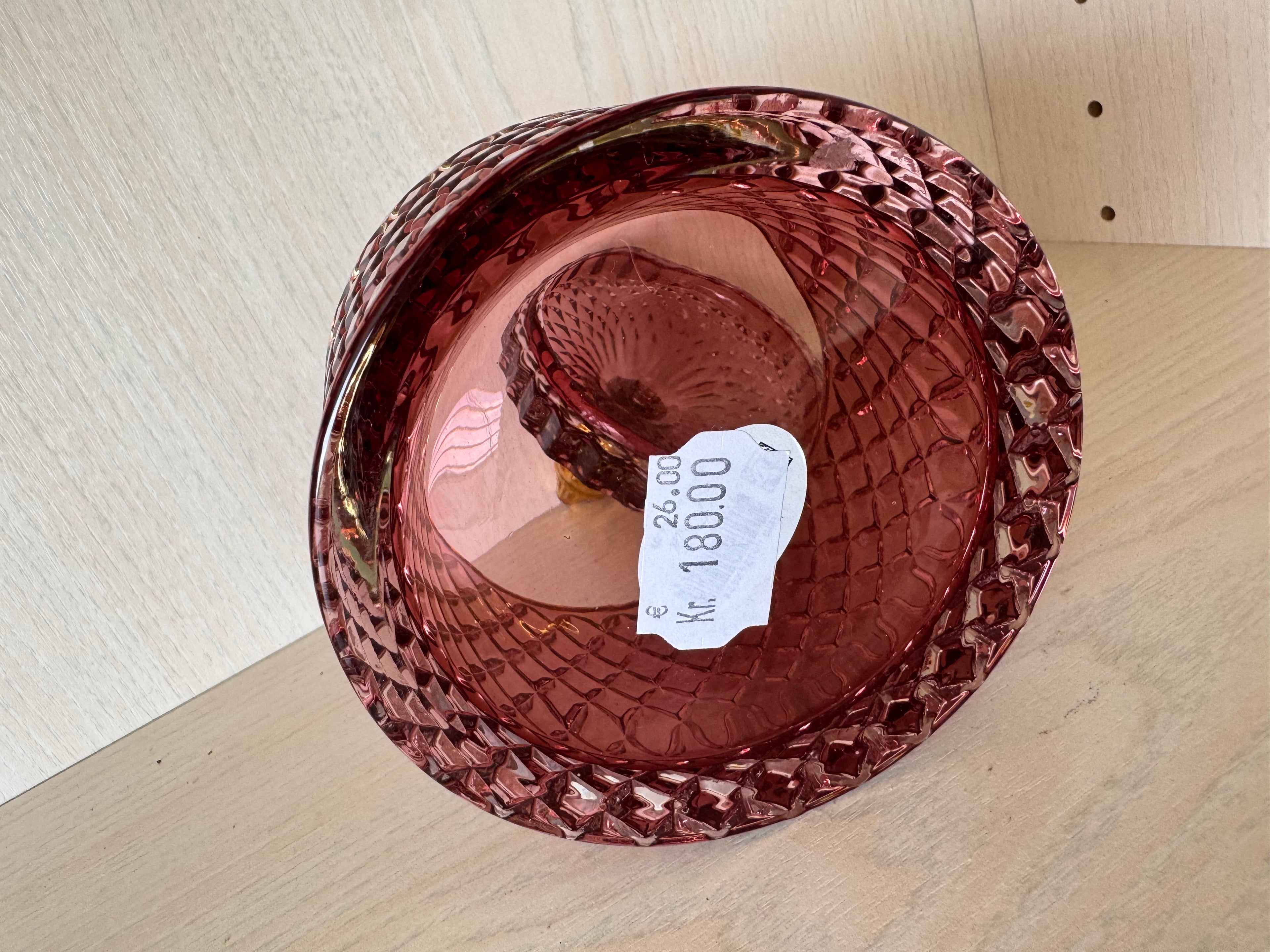 Indiana Glass Diamond Point Bonbonniere – Amberina, guter Zustand