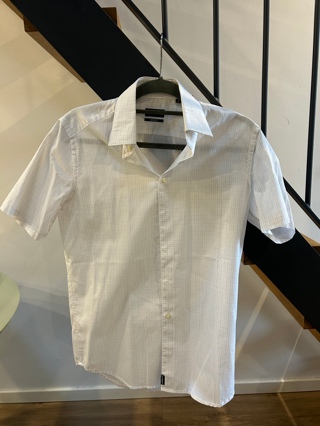 Strellson Shaped Fit Short-Sleeve Dress Shirt, Size 38, White, Very Good