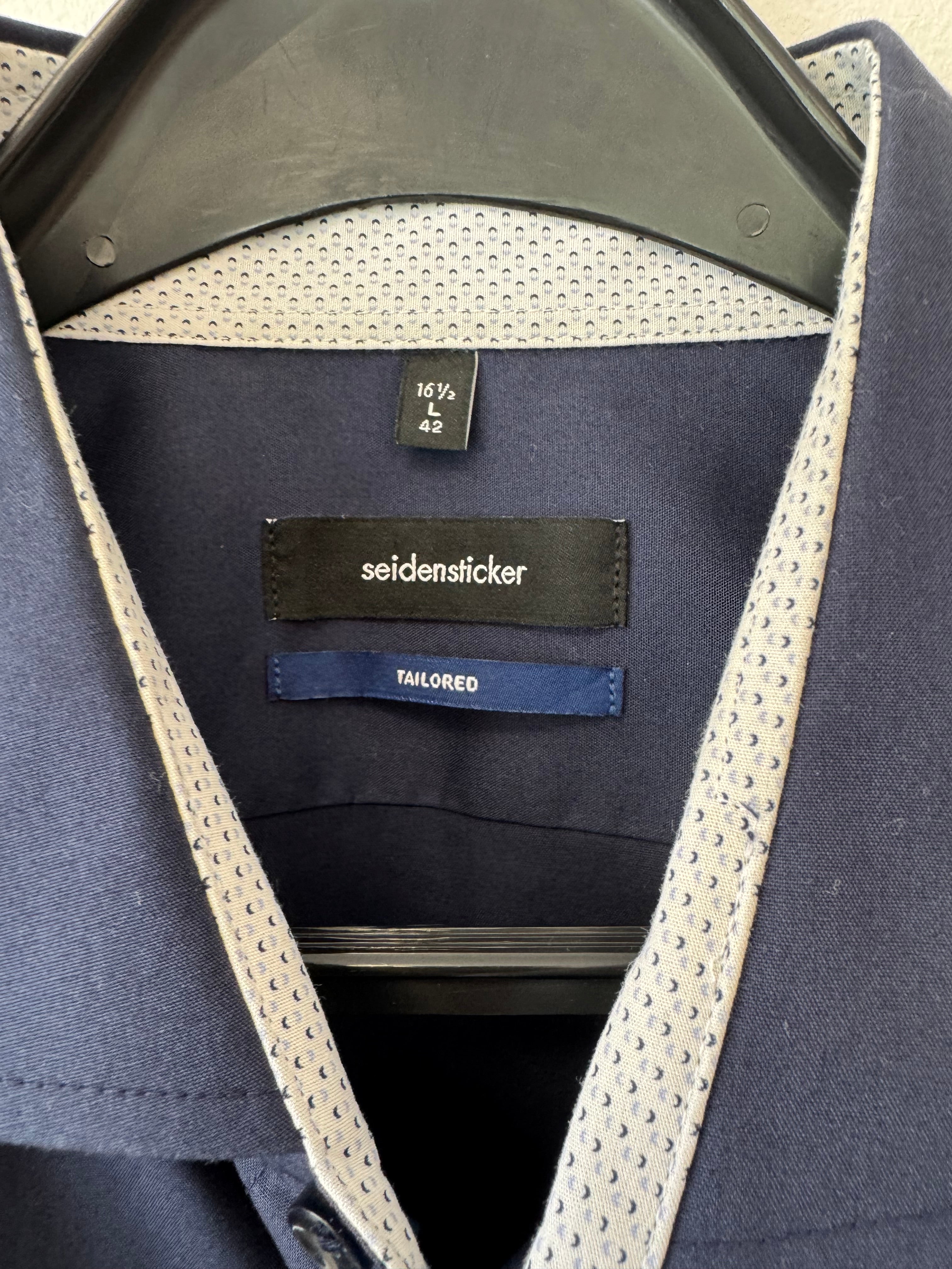 Seidensticker Men’s Tailored Shirt 16½/42 Navy Blue – Good Condition