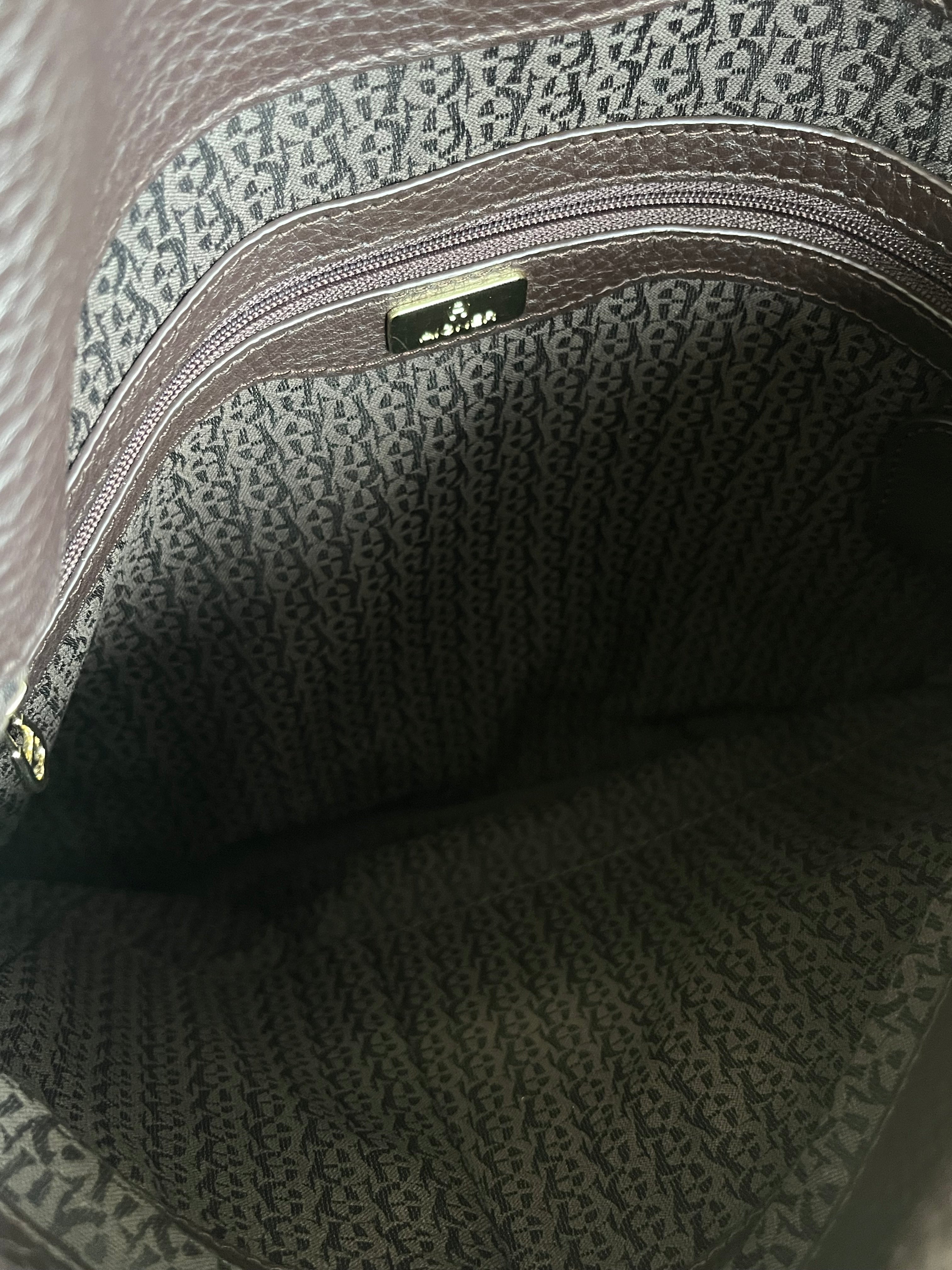 Aigner Lana Shoulder Bag, Espresso Brown Pebbled Leather, Very Good Condition