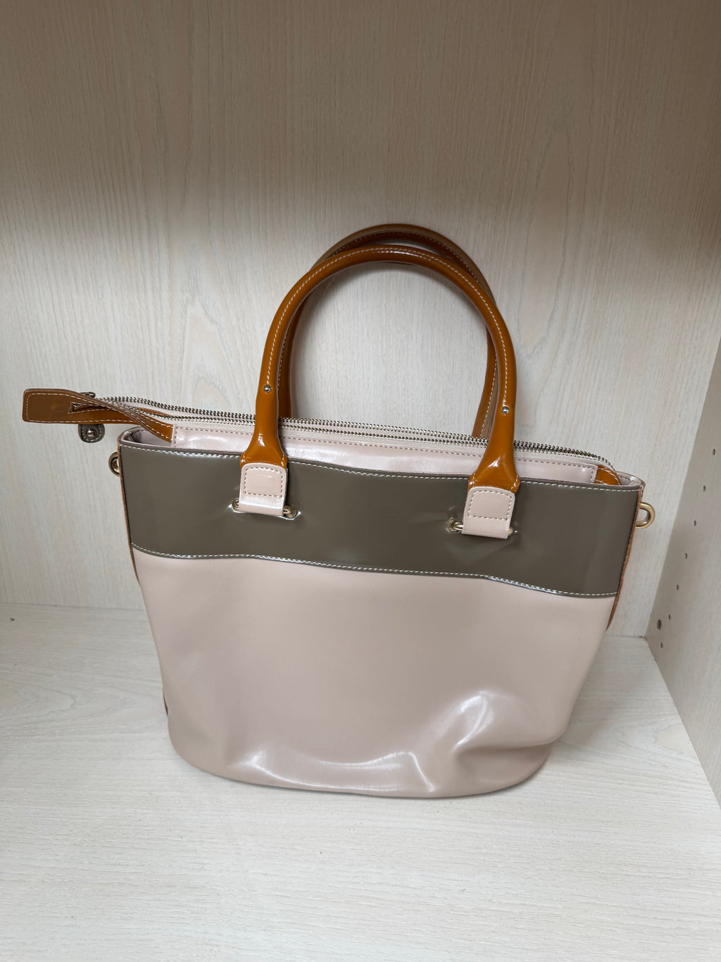 Charlotte Pelli Two-Tone Patent Leather Tote, Medium, Italy, Very Good