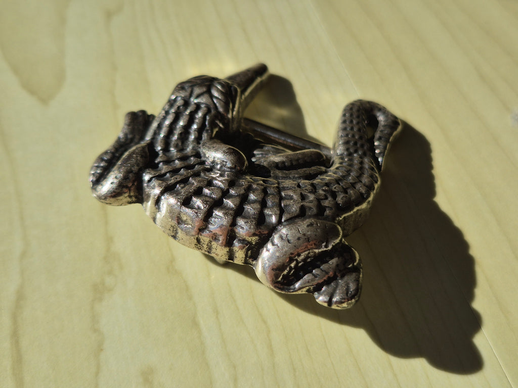 Vintage Gürtel Schnalle Armadillo Zinn Silber 6cm Zustand Gut