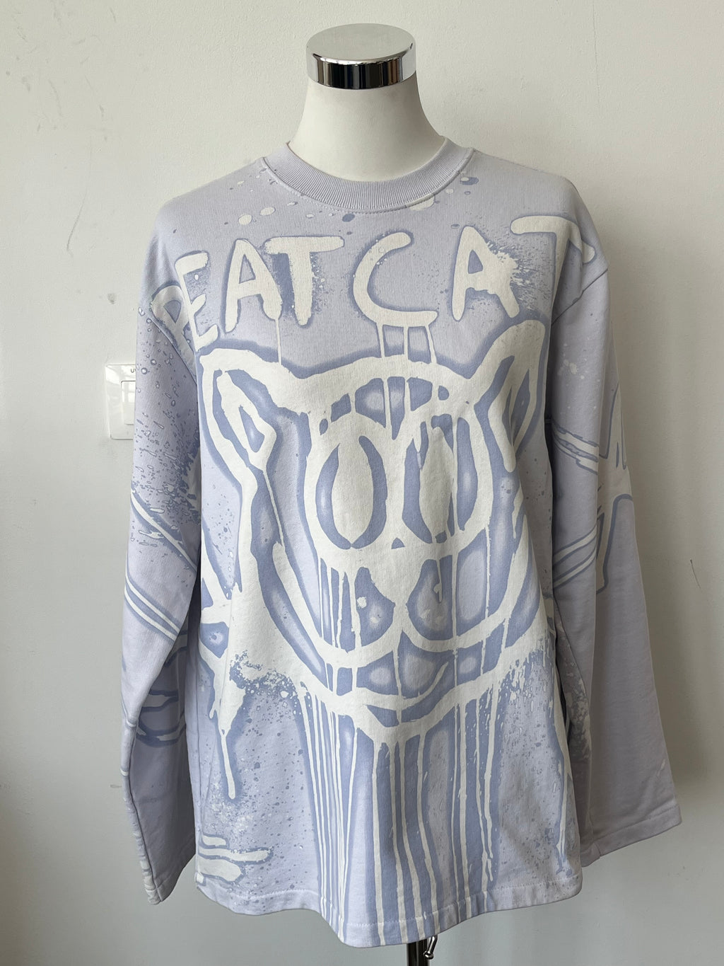 Acne Studios Beat Cat Sweatshirt XS Hellgrau Sehr Gut Oversize