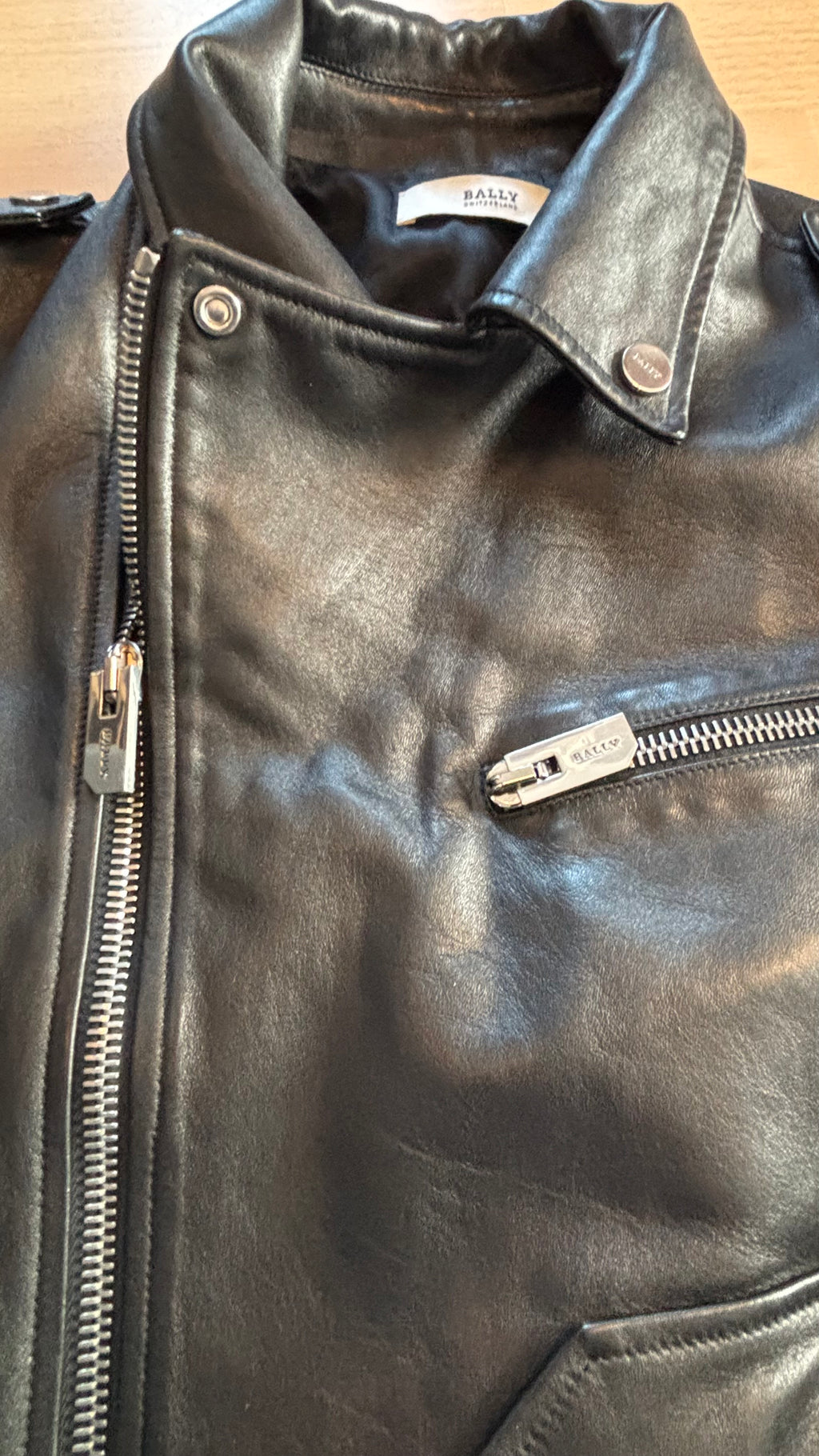 Bally Herren Bikerjacke Lammleder Schwarz EU 50 / US 40 Sehr Gut