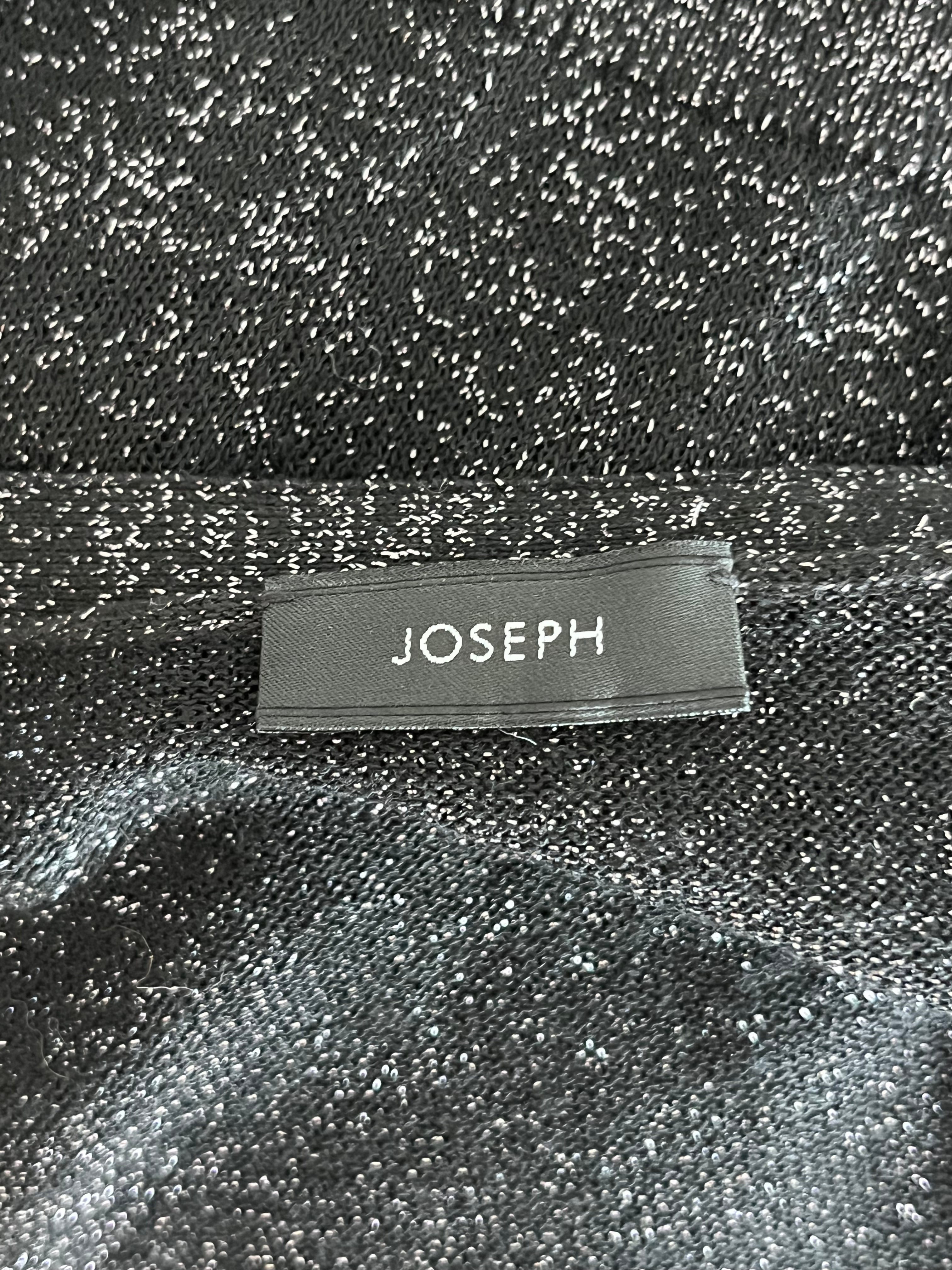 Joseph Lurex V-Ausschnitt Pullover XS Schwarz Metallic Sehr Gut