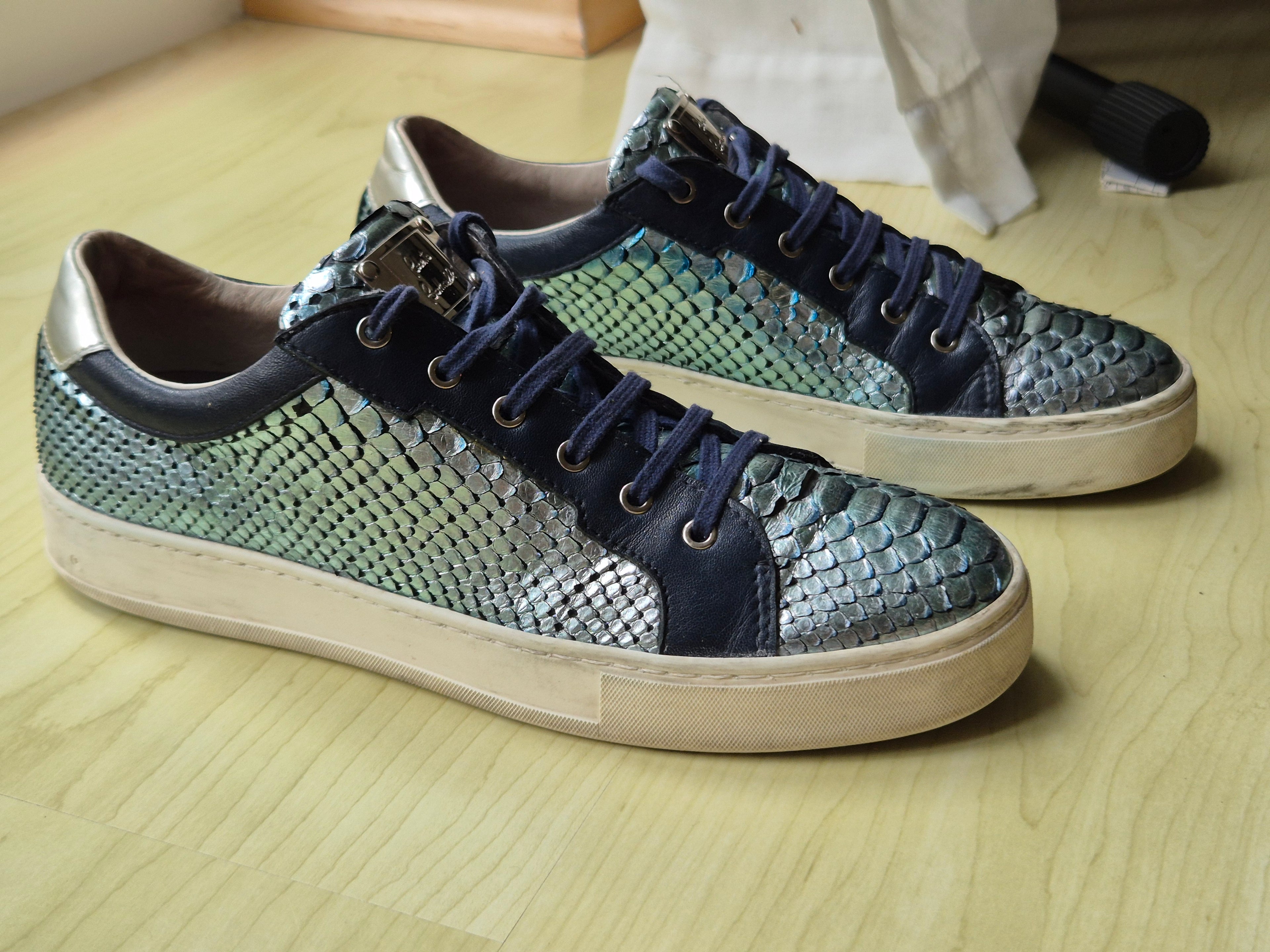 Roberto Botticelli Limited Python-Leder Sneakers Blau/Aqua Gr. 38, guter Zustand