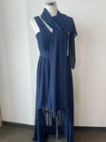 Elegantes Marie Lund One-Shoulder-Abendkleid Royalblau S mit Schal