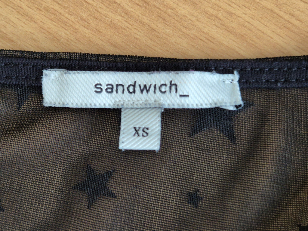 Sandwich Damen Star Pattern Langarmshirt XS Schwarz, sehr guter Zustand