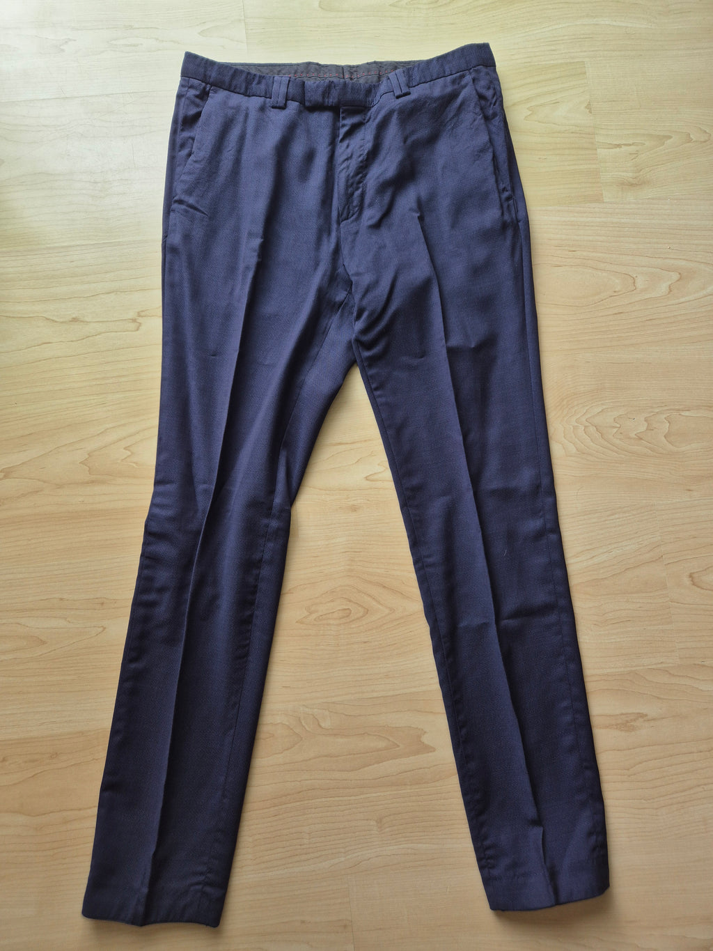 Hugo Boss Hesten182 Hose 48 Dunkelblau Schurwolle Extra Slim Fit Gut