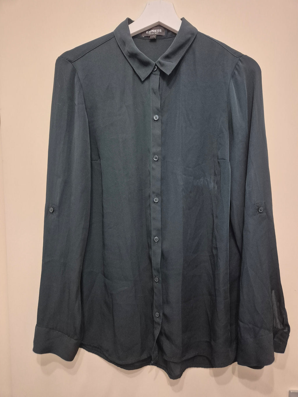 Express City Shirt Silk Blouse, Medium, Navy Blue, Normal Use