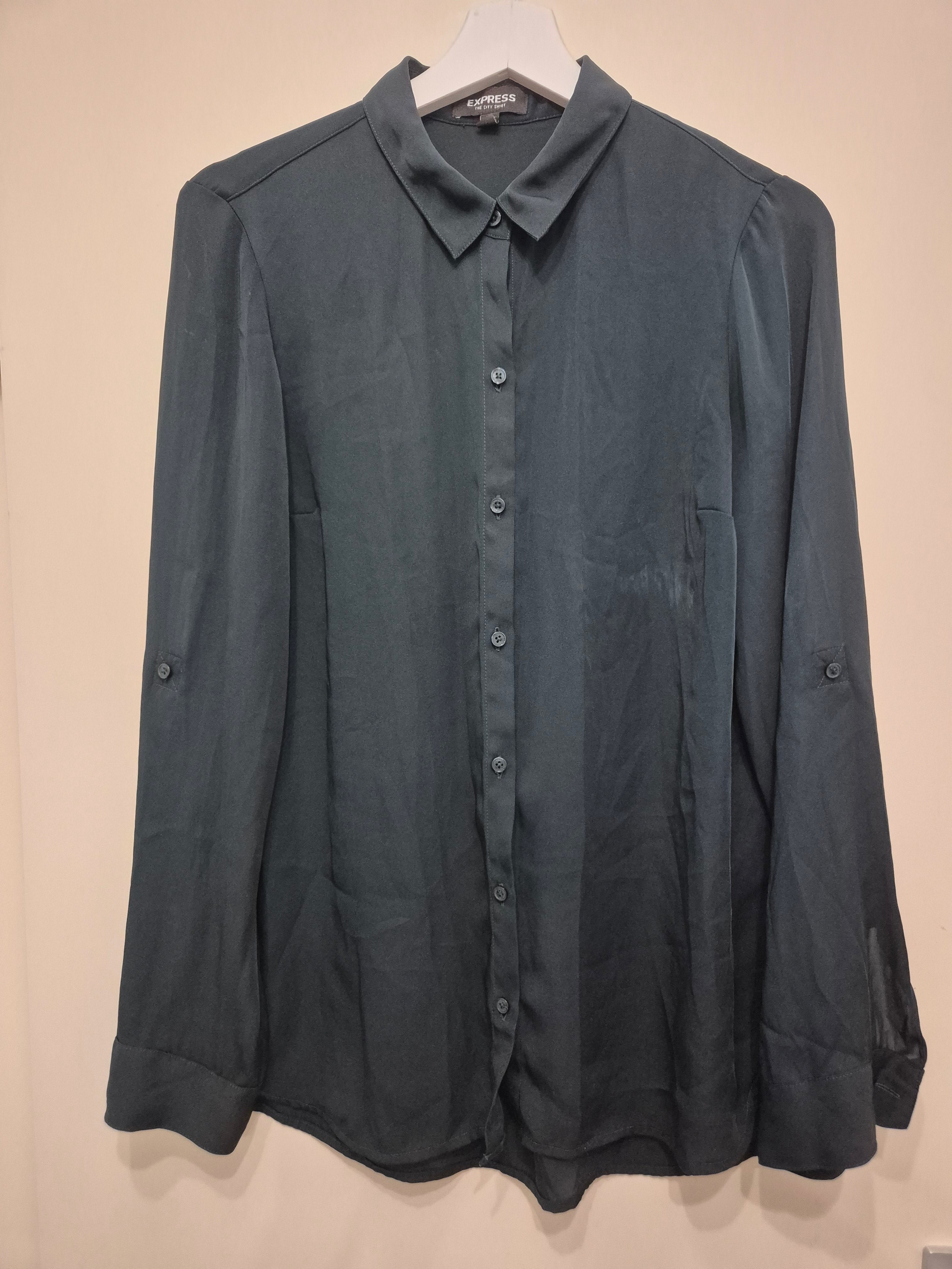 Express City Shirt Silk Blouse, Medium, Navy Blue, Normal Use