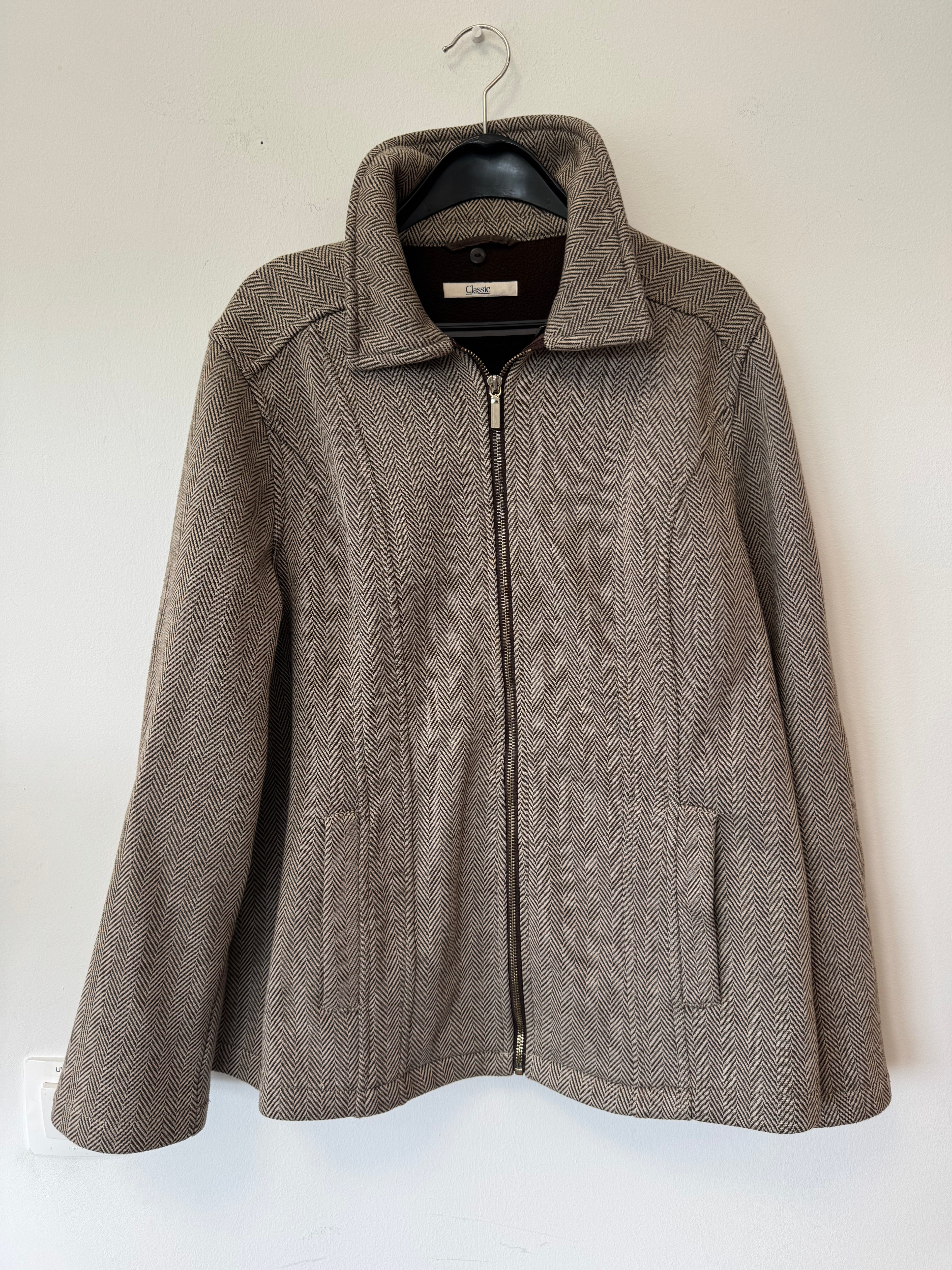 M&S Classic Brown Herringbone Tweed Jacket UK 16 – Very Good Condition