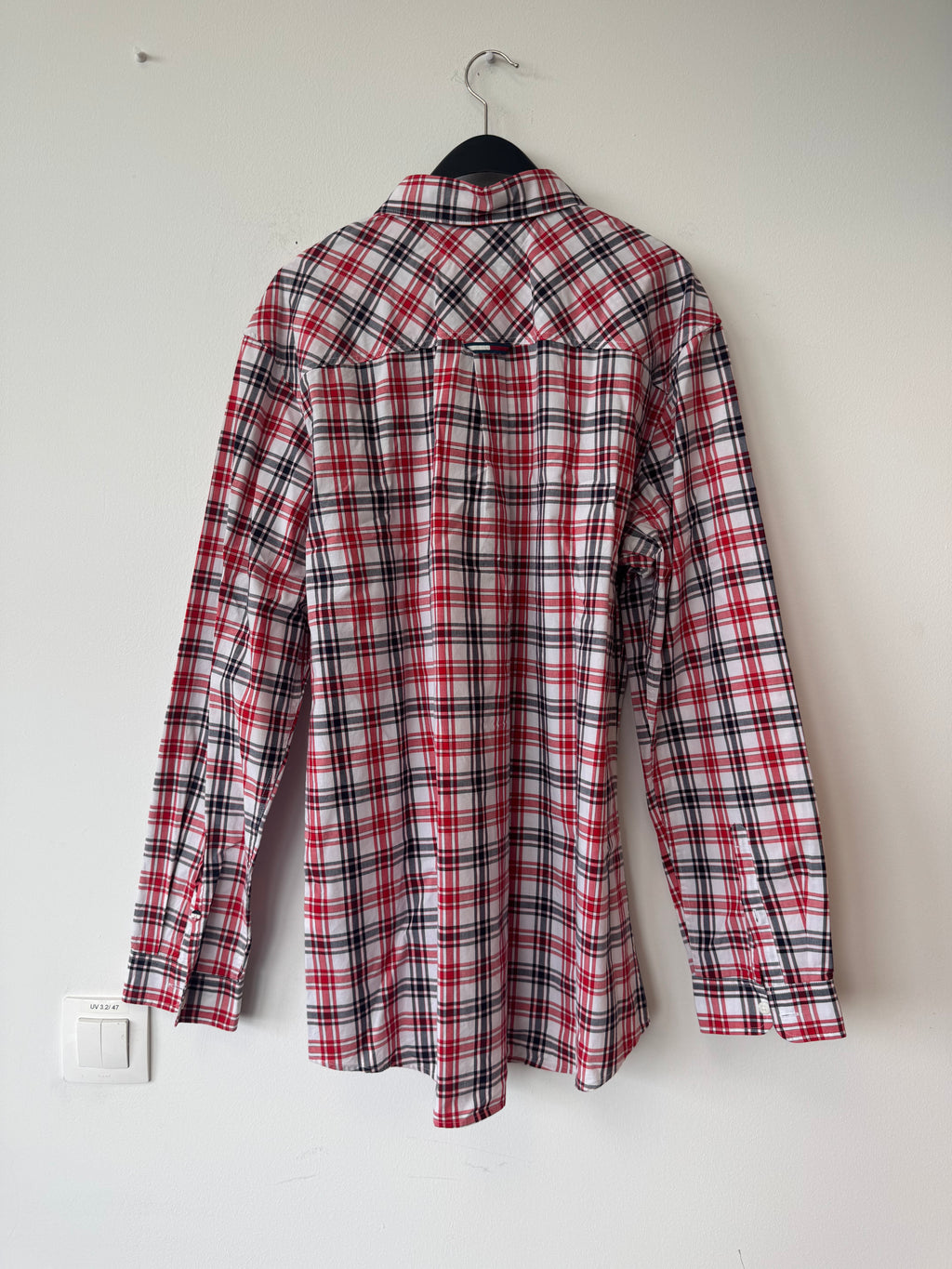 Tommy Jeans Men's Plaid Shirt, Regular Fit, Red/Black, Size XL, Normal Use