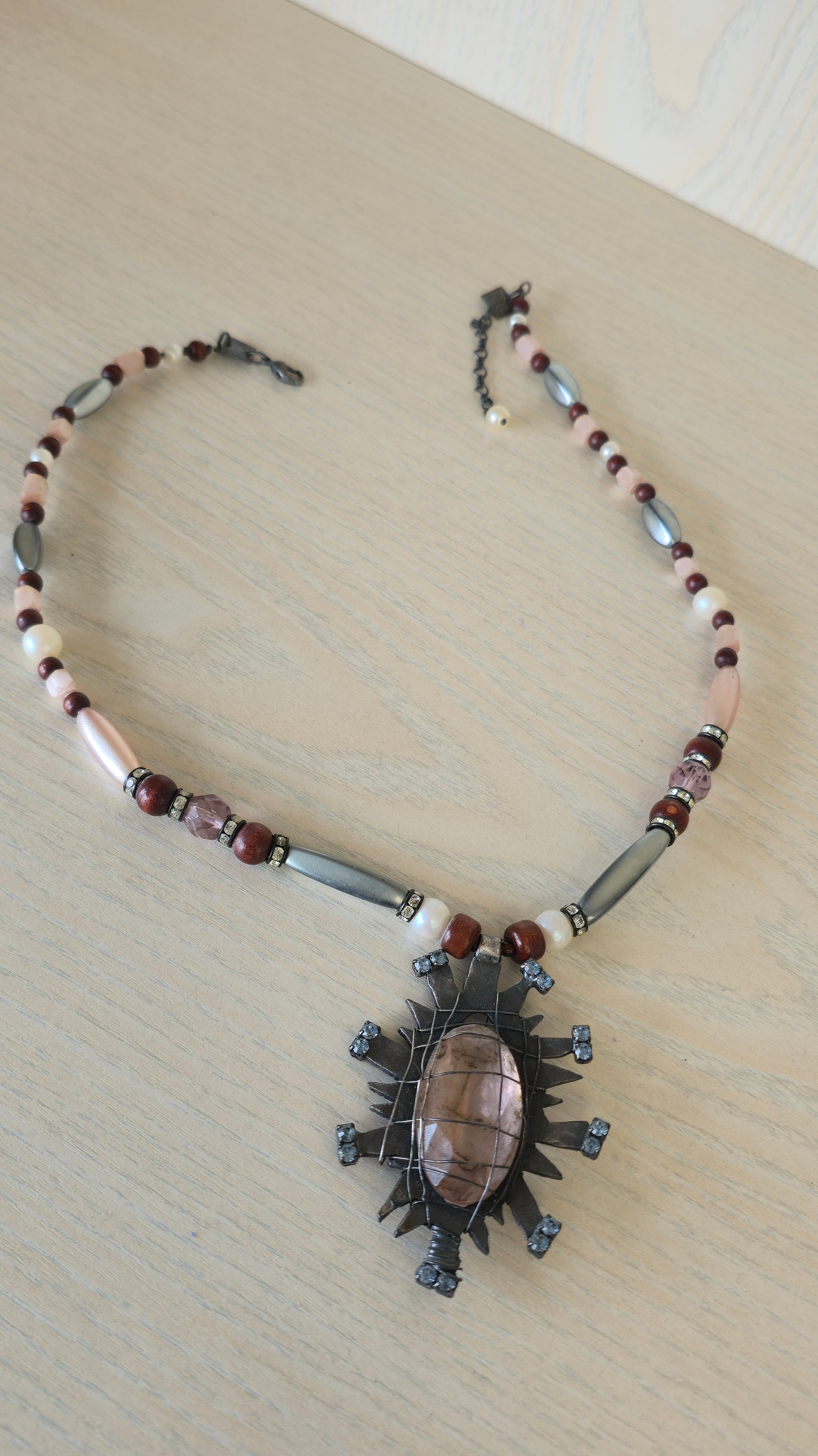 Konplott Vintage Beaded Sunburst Anhänger Halskette, Mehrfarbig, Gebraucht
