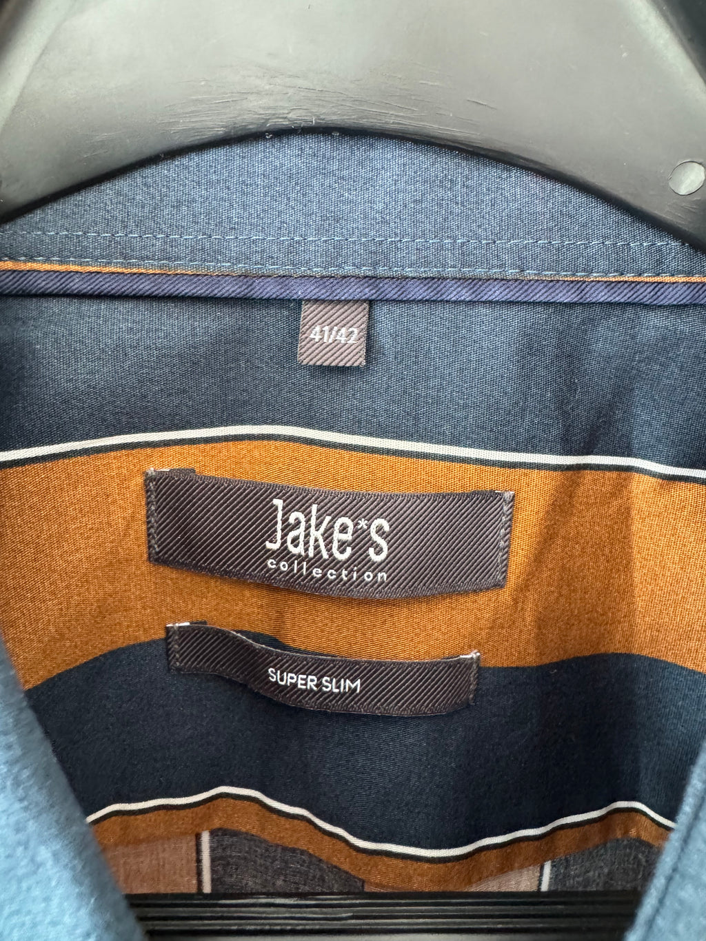 Jake*s Collection Herrenhemd Super Slim, gestreift, 41/42, gut