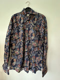 DU4 Men’s Slim-Fit Shirt 40 Navy Floral Print – Very Good Condition