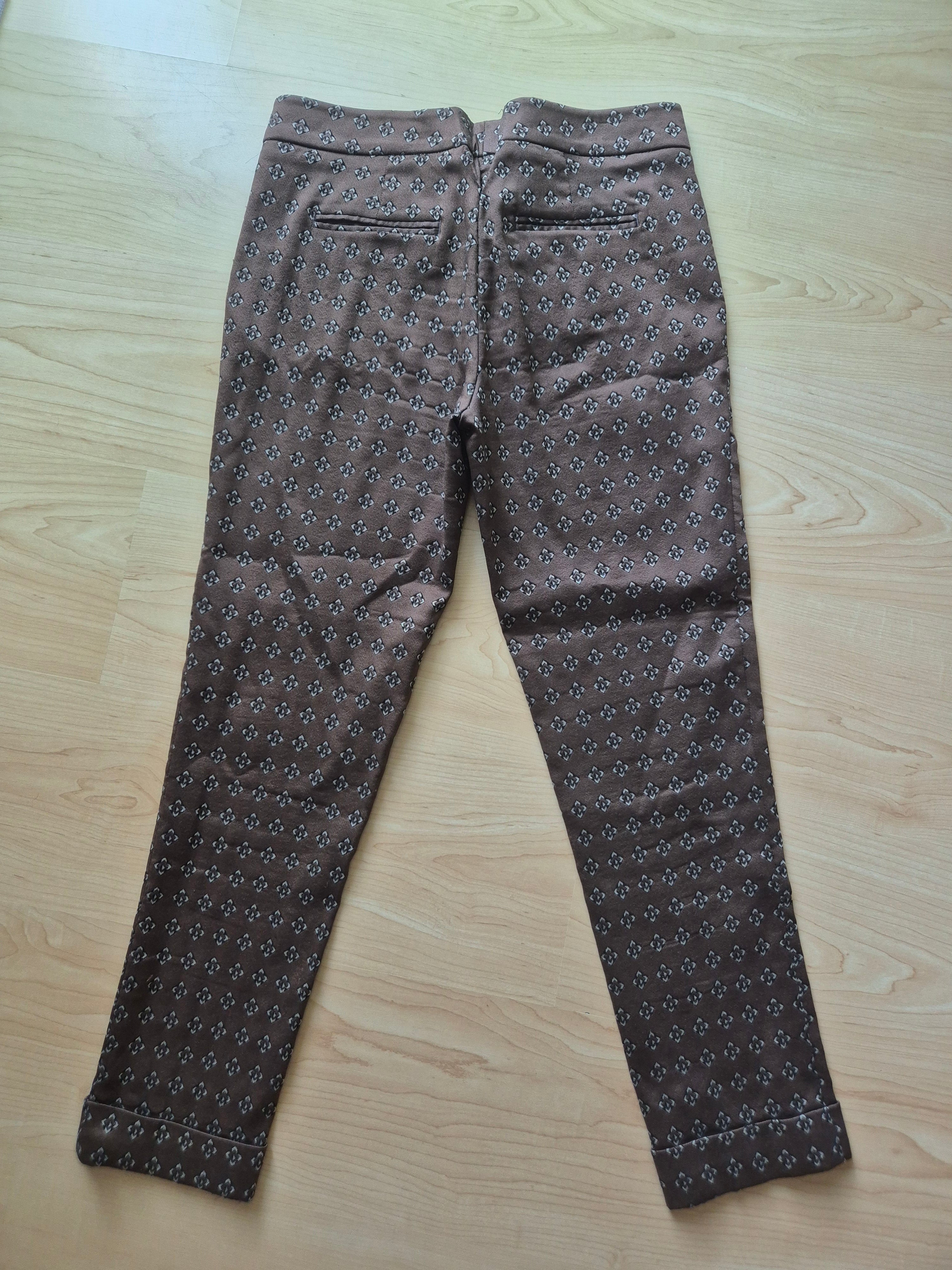 Etro Hose, geometrischer Print, Braun gemustert, Gr. 42, Made in Italy, sehr gut