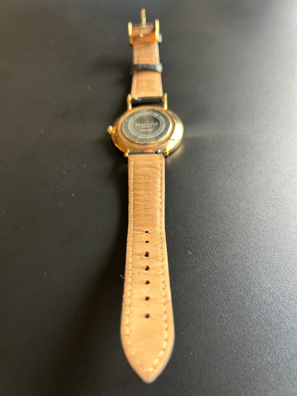 Rosefield The Bowery Damen Uhr | 38mm | Schwarz/Gold | Leder | Sehr guter Zustand